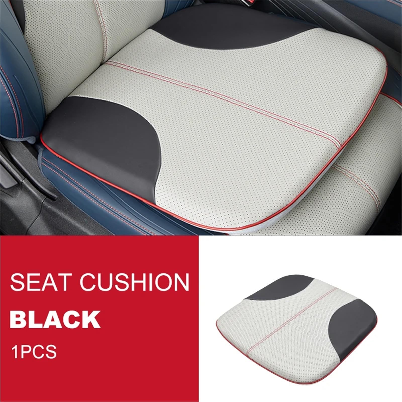 Kompatibel mit BYD Atto 3 2022 2023 Kopfstützenkissen, Sitz-Nackenkissen, atmungsaktives Ledersitz-Kopf-Nackenstützenpolster(1 Seat Cushion Black) von OPALENDIR