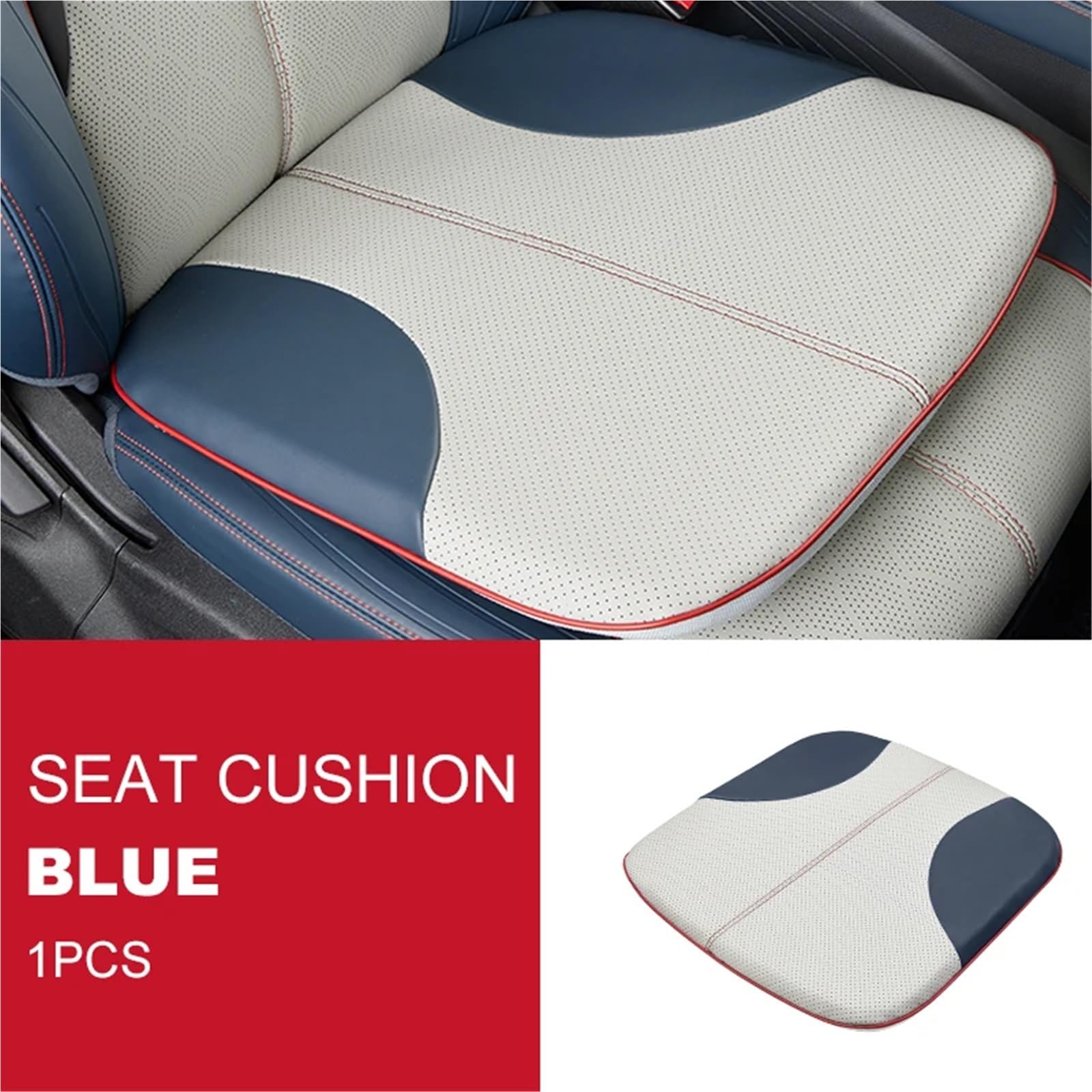 Kompatibel mit BYD Atto 3 2022 2023 Kopfstützenkissen, Sitz-Nackenkissen, atmungsaktives Ledersitz-Kopf-Nackenstützenpolster(1 Seat Cushion Blue) von OPALENDIR