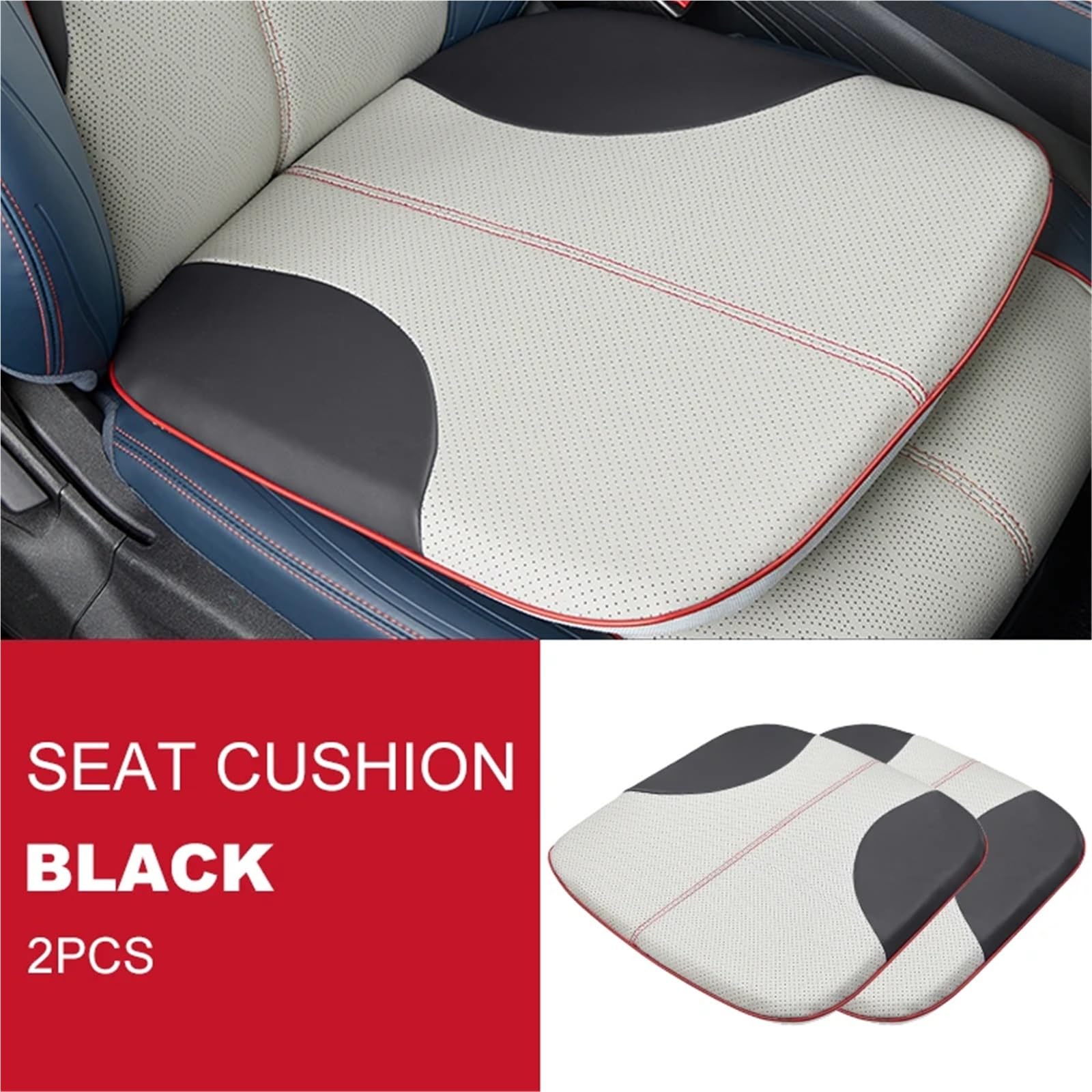 Kompatibel mit BYD Atto 3 2022 2023 Kopfstützenkissen, Sitz-Nackenkissen, atmungsaktives Ledersitz-Kopf-Nackenstützenpolster(2 Seat Cushion Black) von OPALENDIR