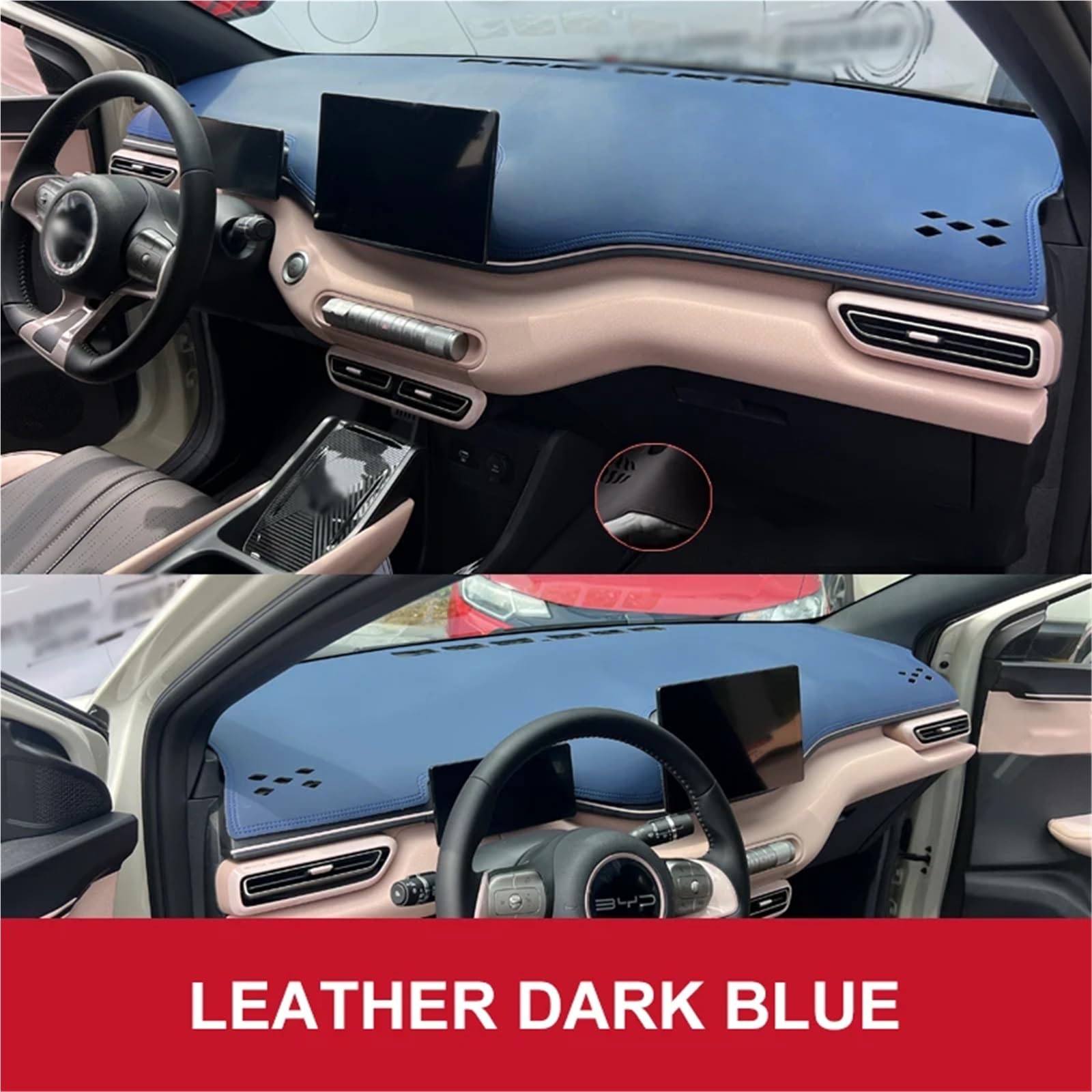 Kompatibel mit BYD Seagull 2025 Linkslenker-Armaturenbrettabdeckung, Sonnenschutzpolster, Teppiche, Instrumententafel, Schreibtisch, Anti-UV-Matten(Leather Dark Blue) von OPALENDIR