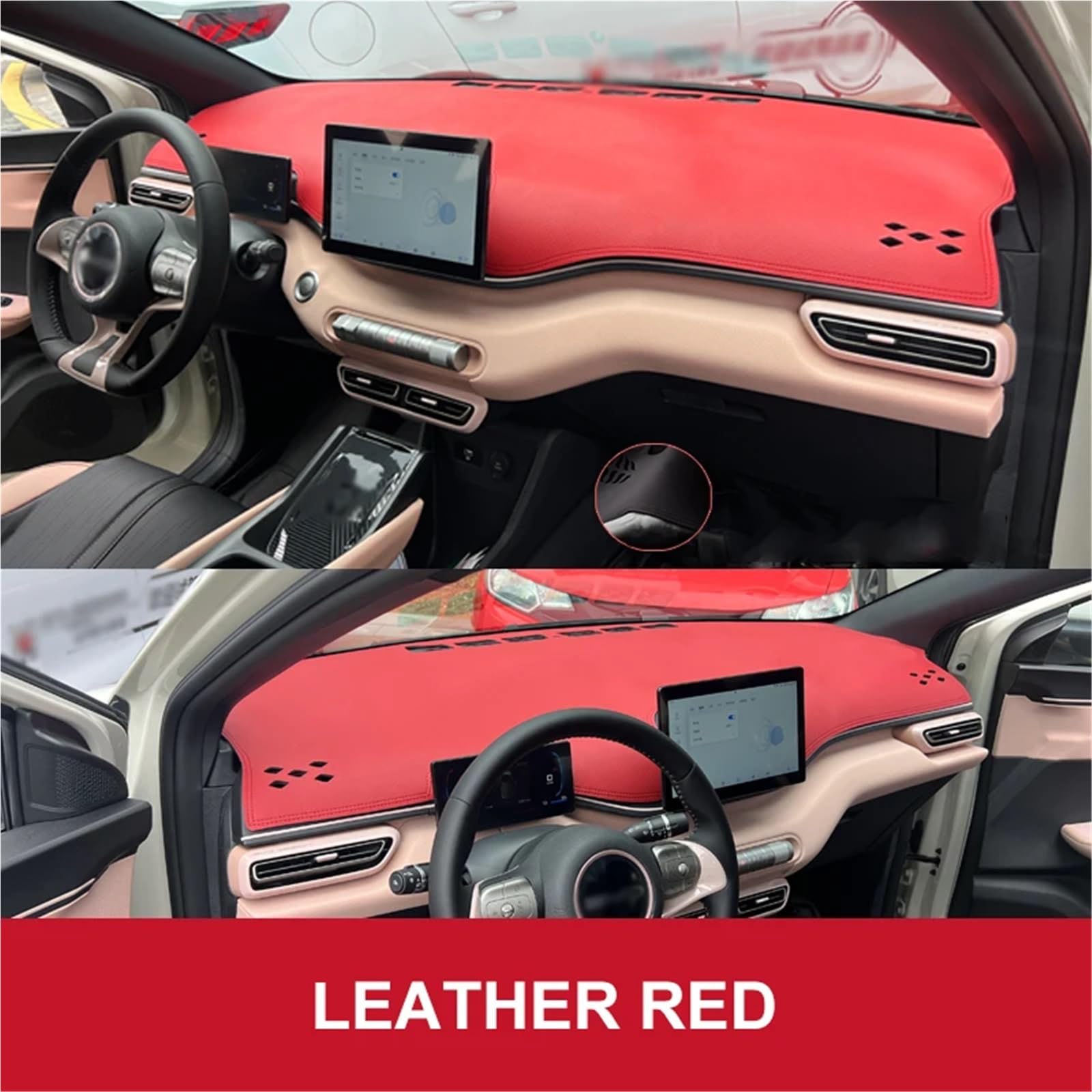 Kompatibel mit BYD Seagull 2025 Linkslenker-Armaturenbrettabdeckung, Sonnenschutzpolster, Teppiche, Instrumententafel, Schreibtisch, Anti-UV-Matten(Leather Red) von OPALENDIR