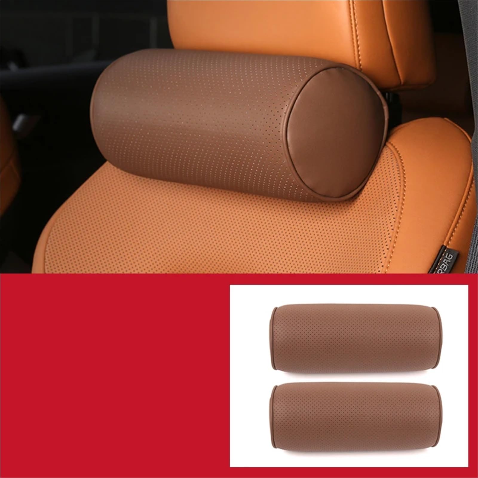 Kompatibel mit BYD Tang EV/DM-i 2021 2022 2023 Innenzubehör Vordersitz-Kopfstützen-Nackenkissen(Brown 2Pcs) von OPALENDIR