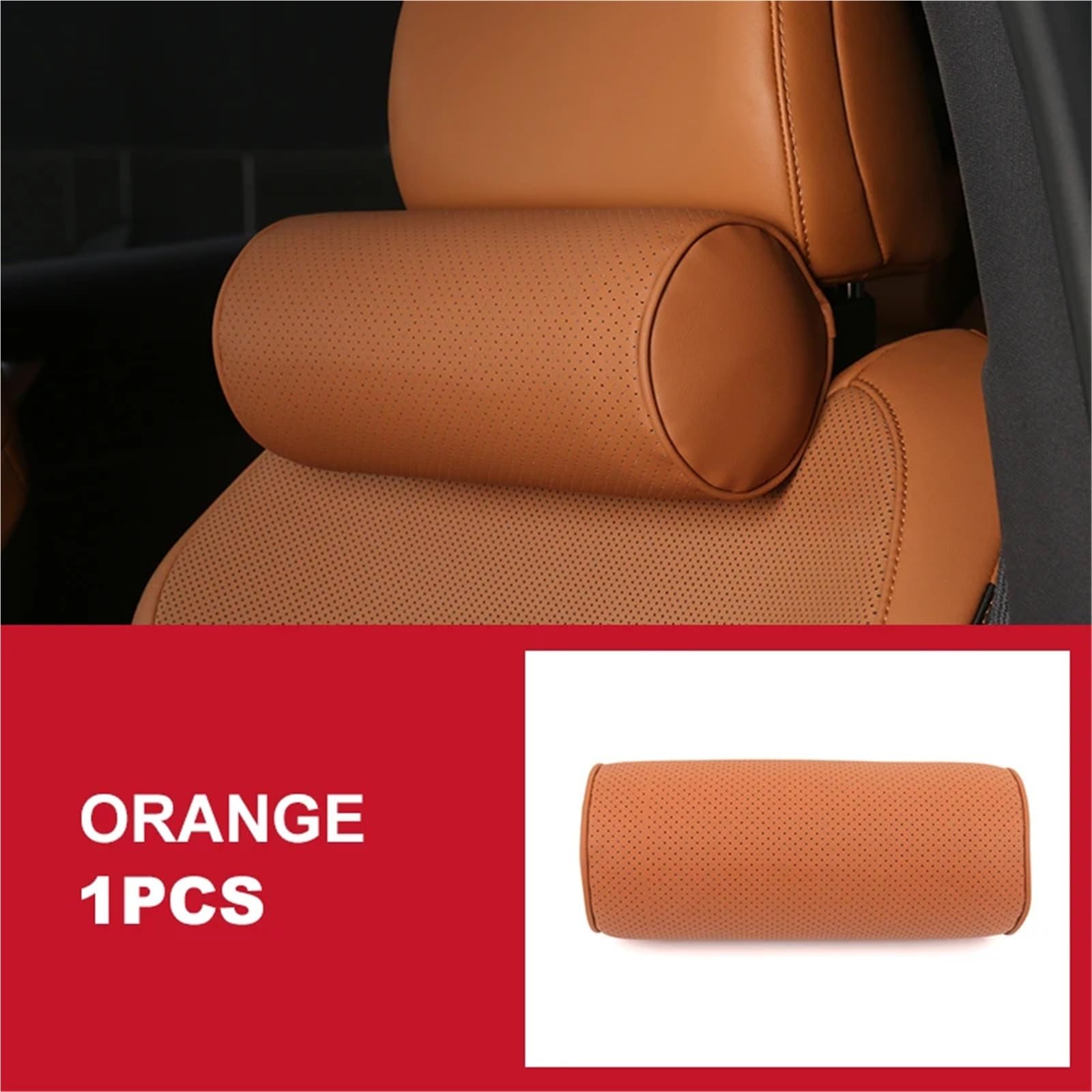 Kompatibel mit BYD Tang EV/DM-i 2021 2022 2023 Innenzubehör Vordersitz-Kopfstützen-Nackenkissen(Orange 1Pcs) von OPALENDIR