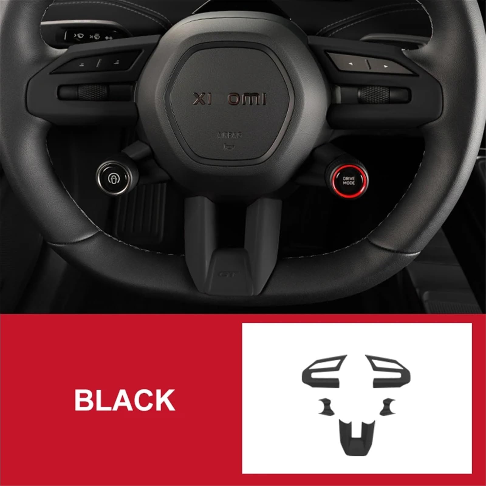 Kompatibel mit Xiaomi Su7 2024 Lenkradverkleidung Aufkleber Styling Innenausstattung Modifikation Zubehör(Black) von OPALENDIR