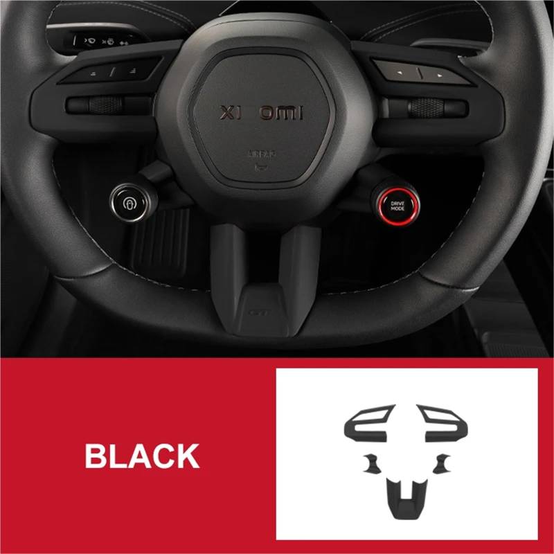 Kompatibel mit Xiaomi Su7 2024 Lenkradverkleidung Aufkleber Styling Innenausstattung Modifikation Zubehör(Black) von OPALENDIR