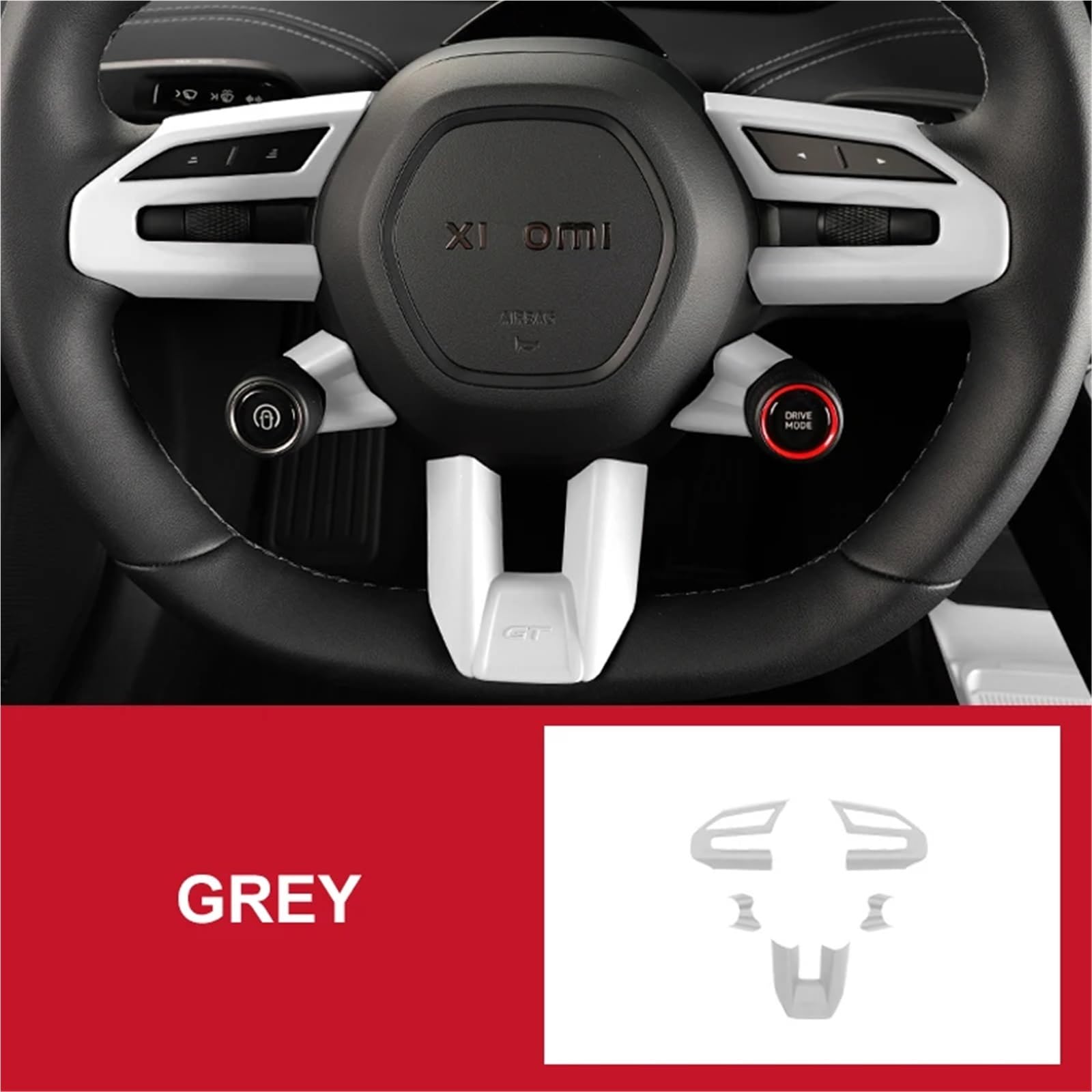 Kompatibel mit Xiaomi Su7 2024 Lenkradverkleidung Aufkleber Styling Innenausstattung Modifikation Zubehör(Grey) von OPALENDIR