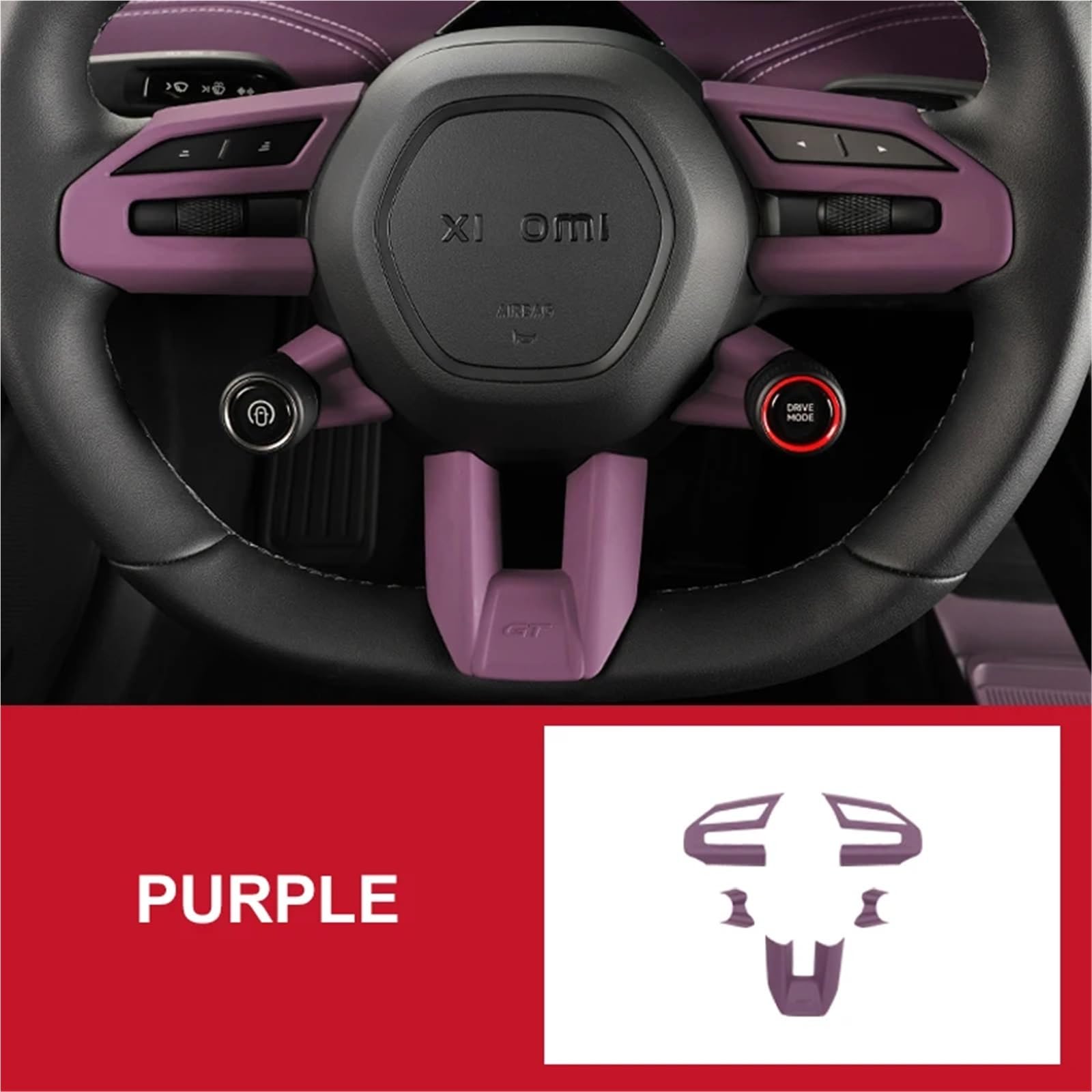 Kompatibel mit Xiaomi Su7 2024 Lenkradverkleidung Aufkleber Styling Innenausstattung Modifikation Zubehör(Purple) von OPALENDIR