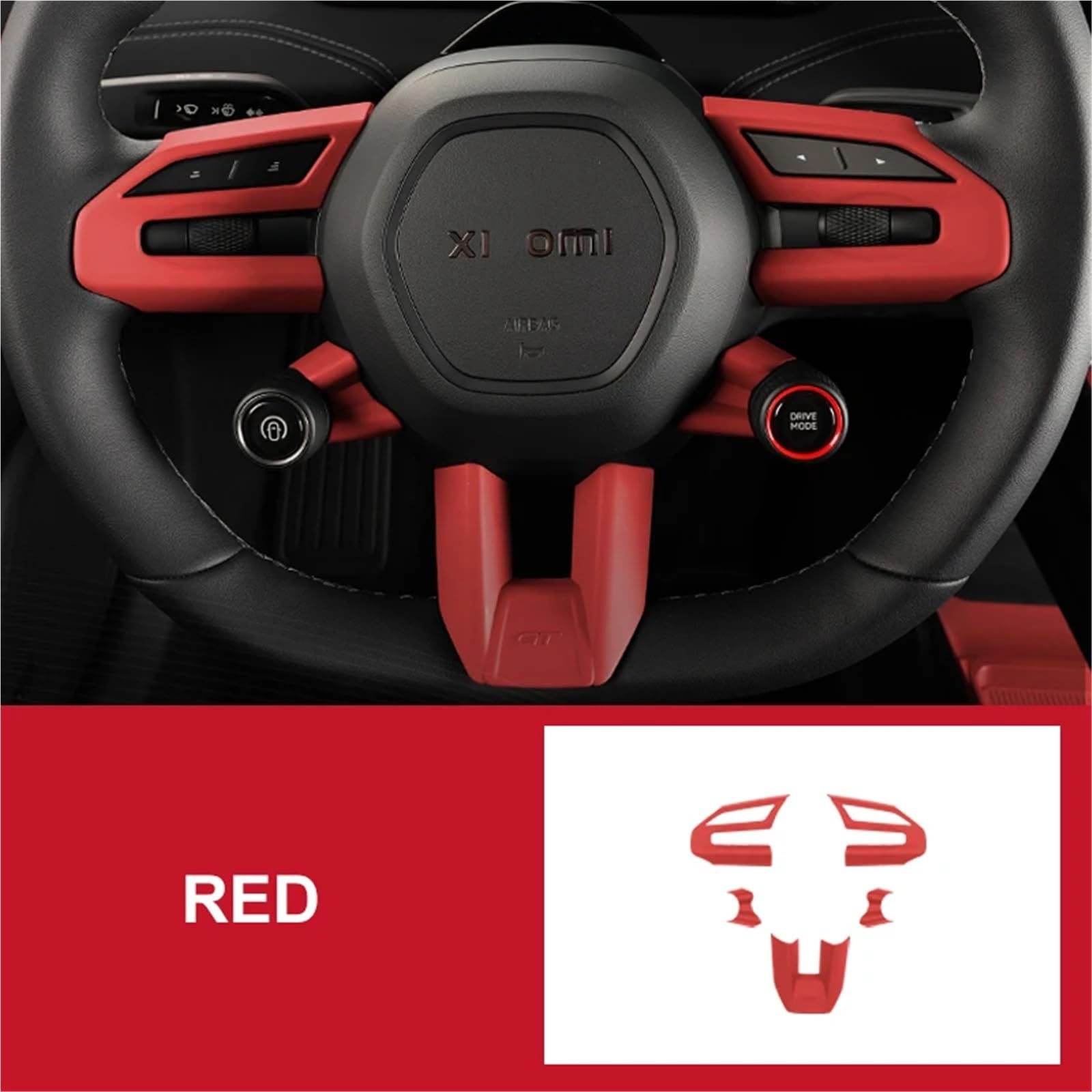 Kompatibel mit Xiaomi Su7 2024 Lenkradverkleidung Aufkleber Styling Innenausstattung Modifikation Zubehör(Red) von OPALENDIR