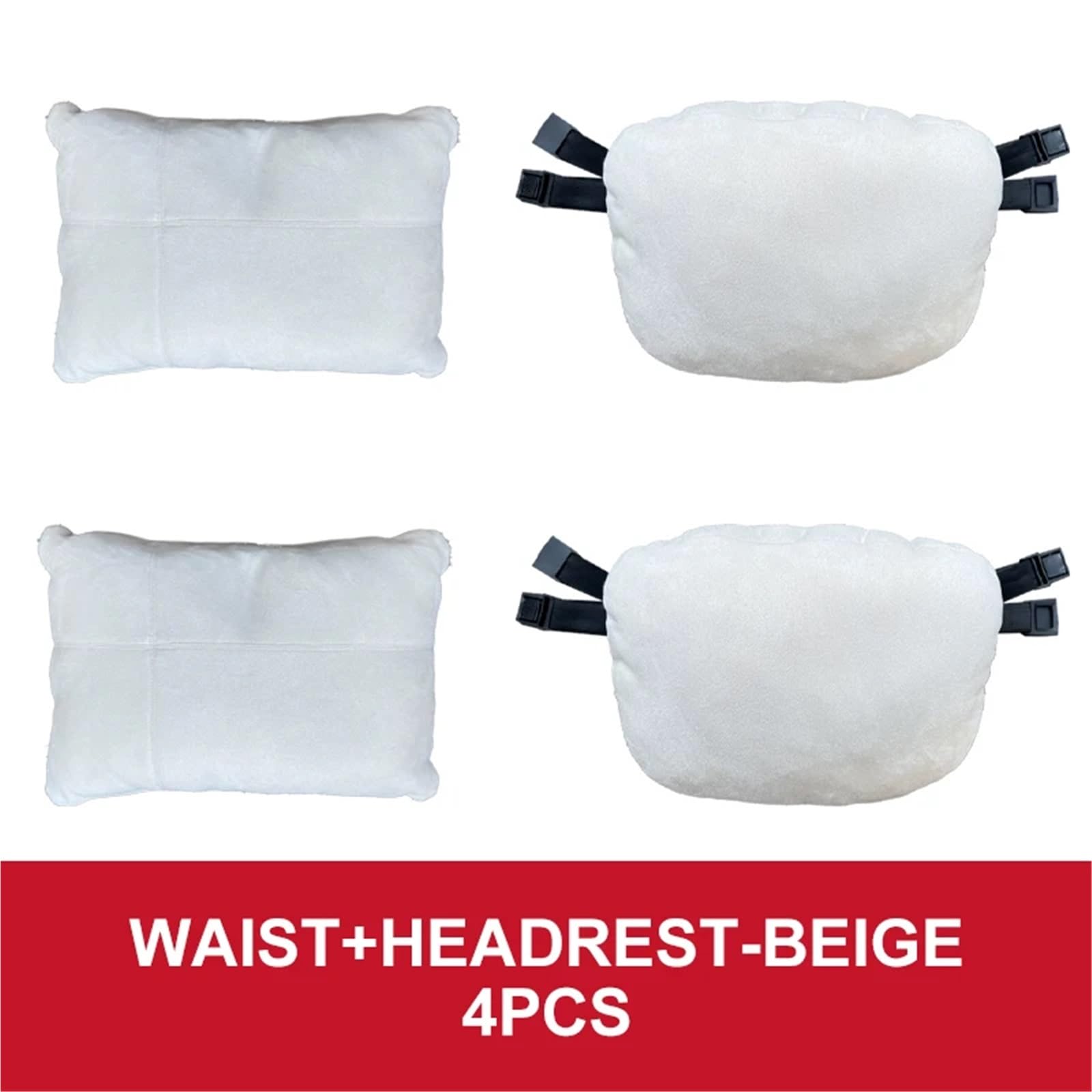 Kopfstütze Nackenkissen Lendenwirbelstütze Sitzkissen Nacken Kopf Taille Rückenkissen Polster Kompatibel mit BYD Dolphin 2023 2024 2025(4Pcs Beige) von OPALENDIR
