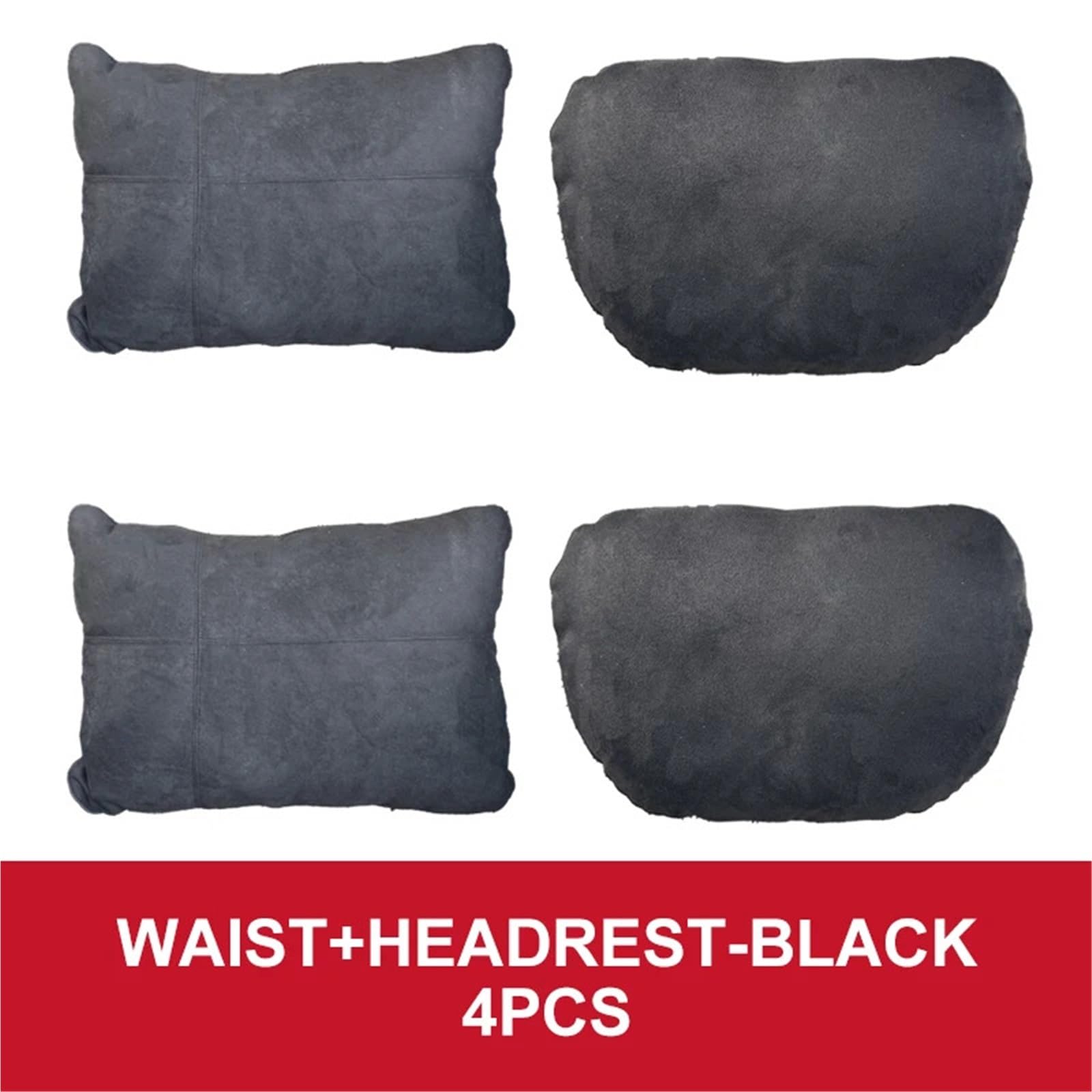 Kopfstütze Nackenkissen Lendenwirbelstütze Sitzkissen Nacken Kopf Taille Rückenkissen Polster Kompatibel mit BYD Dolphin 2023 2024 2025(4Pcs Black) von OPALENDIR