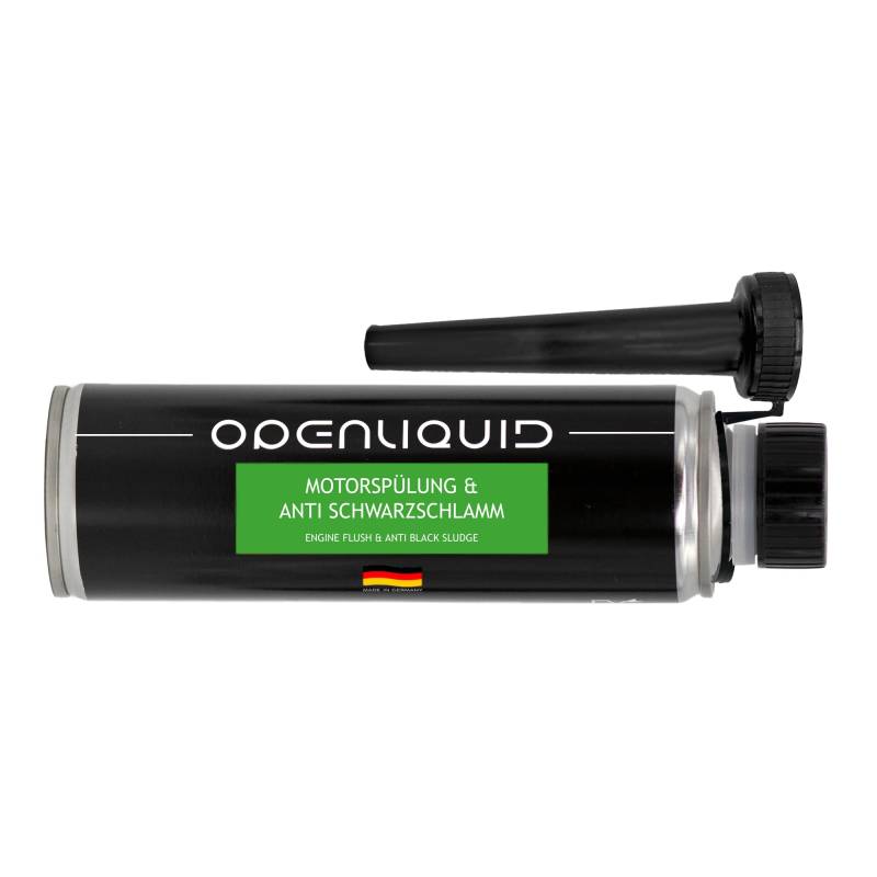 OPENLIQUID Motorspülung & Anti Schwarzschlamm - Motor Reiniger Additiv für Auto - vor dem Ölwechsel - Benzin- Gas- & Dieselmotoren - gegen Schlamm & Ablagerungen an Kolbenringen (1x 300 ml) von OPENLIQUID