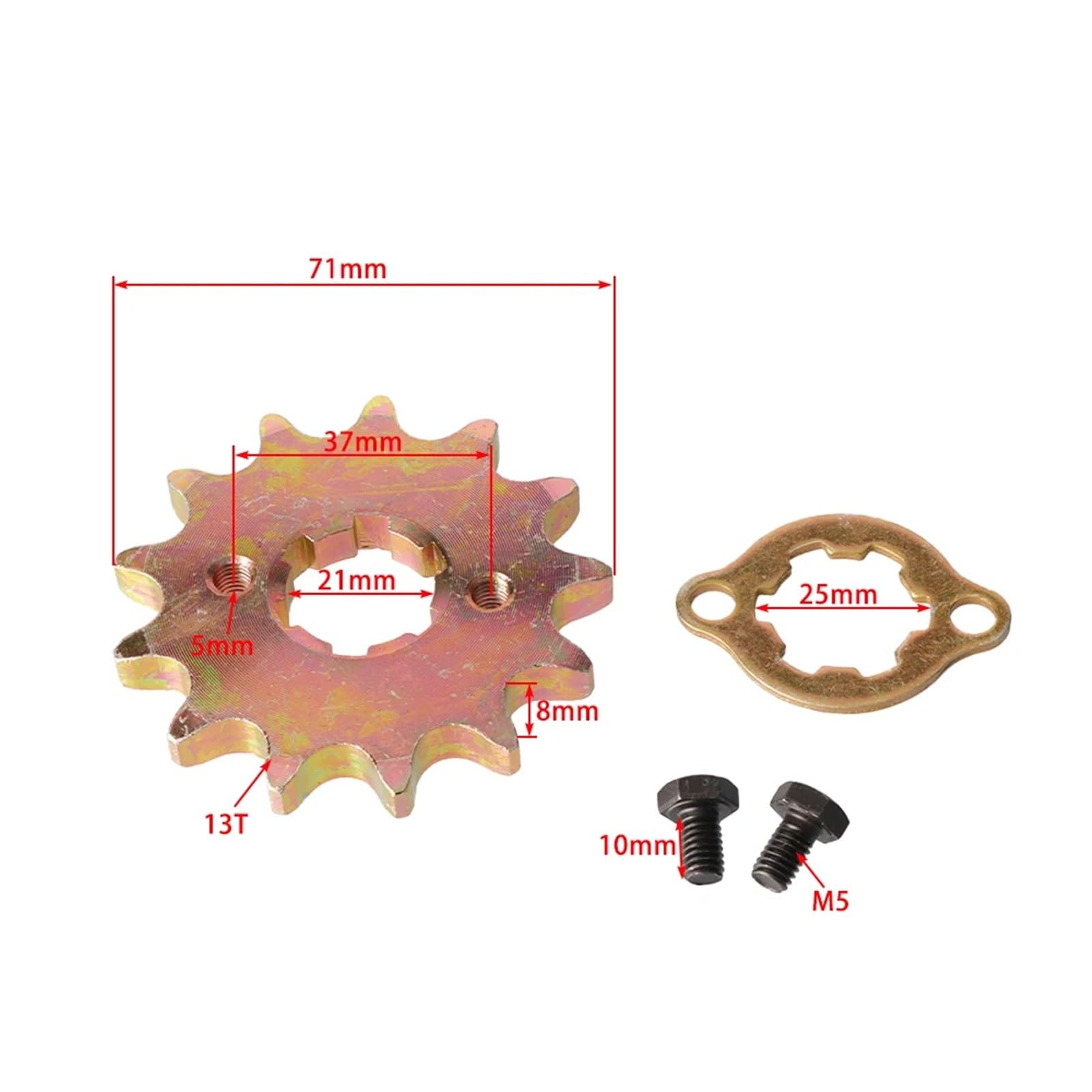 530-25mm13T14T16T Kleines Kettenrad Passend for GY6170cc Motorgetriebe(530-25MM-13T) von OPEUSLIEV