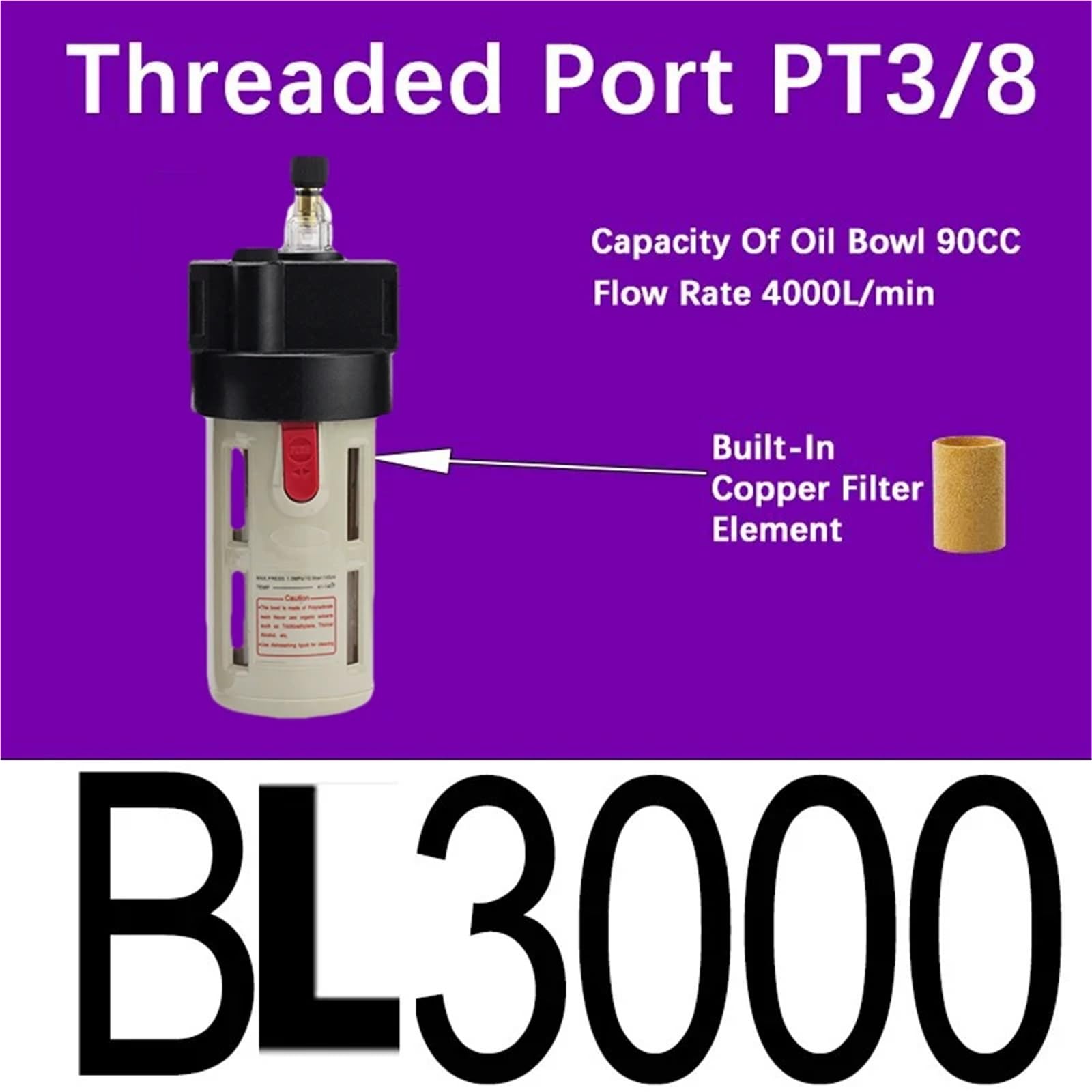 AL/AR/AF/AFC200 BL/BF/BR/BFC2000 3000 4000 PT1/4 "3/8" 1/2 "Luftaufbereitung Pneumatischer Kompressor Filter Ölabscheider(BL3000,With 6mm Fitting) von OPEUSLIEV