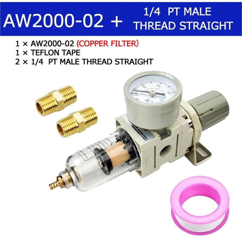 AW2000-02 Pneumatischer Kompressor Luftfilter Behandlungsfilter Druckregler Manometer Ölabscheider(AW2000-02 C Male) von OPEUSLIEV