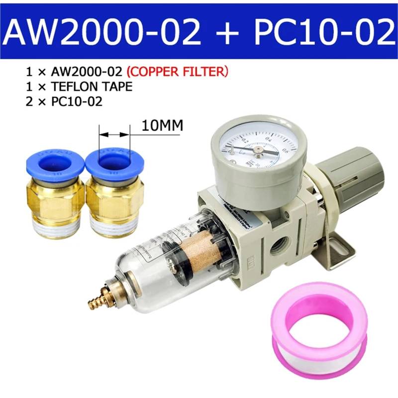 AW2000-02 Pneumatischer Kompressor Luftfilter Behandlungsfilter Druckregler Manometer Ölabscheider(AW2000-02 C PC10-02) von OPEUSLIEV