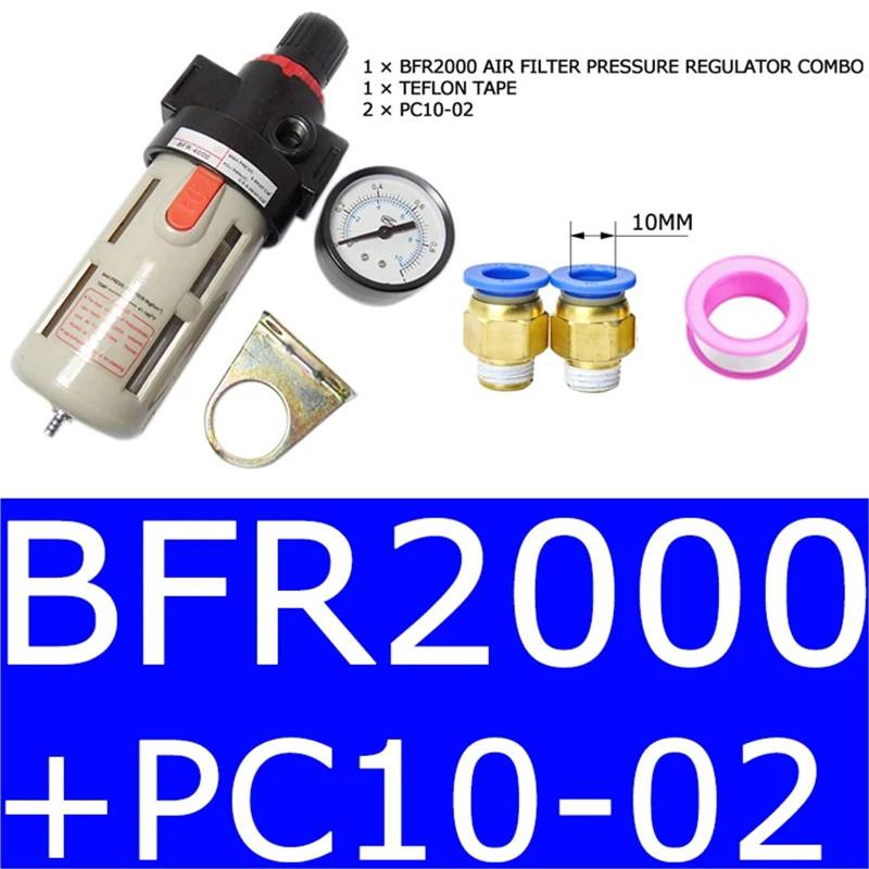 BFR2000 3000 4000 Pneumatische Behandlungseinheit Luftfilter Druckregler Kompressorfilter mit Manometer Ölabscheider(BFR200 AND PC10-02) von OPEUSLIEV