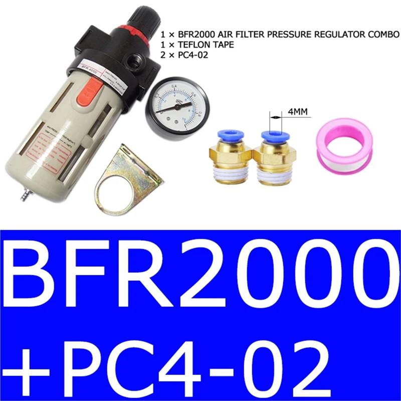BFR2000 3000 4000 Pneumatische Behandlungseinheit Luftfilter Druckregler Kompressorfilter mit Manometer Ölabscheider(BFR200 AND PC4-02) von OPEUSLIEV