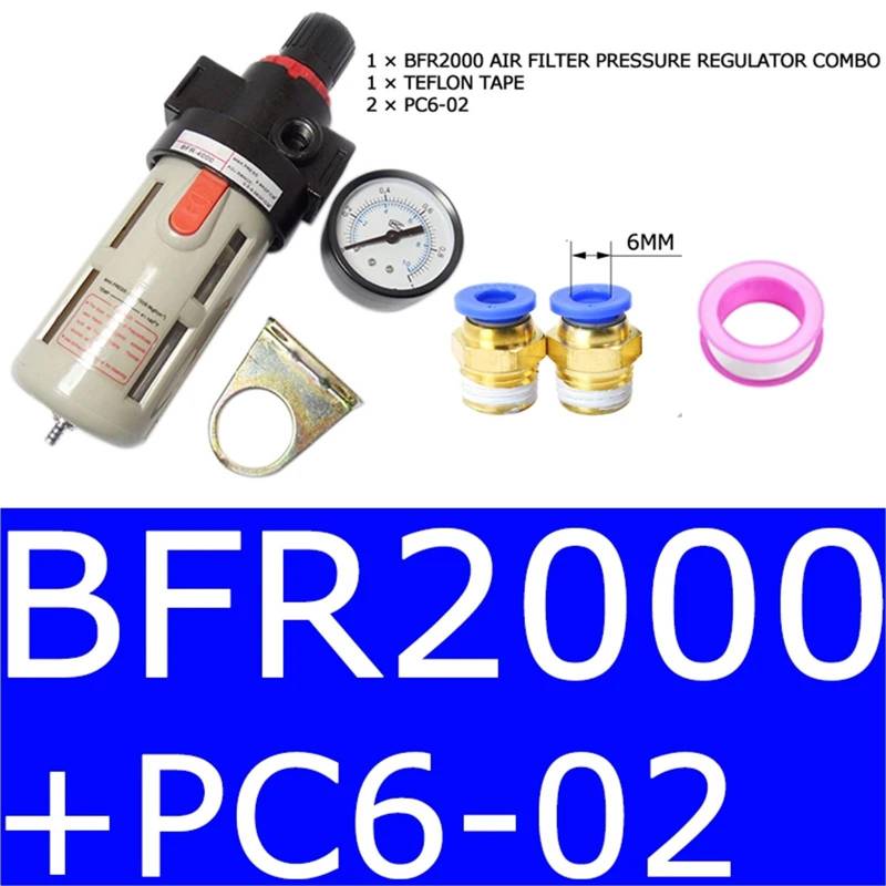 BFR2000 3000 4000 Pneumatische Behandlungseinheit Luftfilter Druckregler Kompressorfilter mit Manometer Ölabscheider(BFR200 AND PC6-02) von OPEUSLIEV