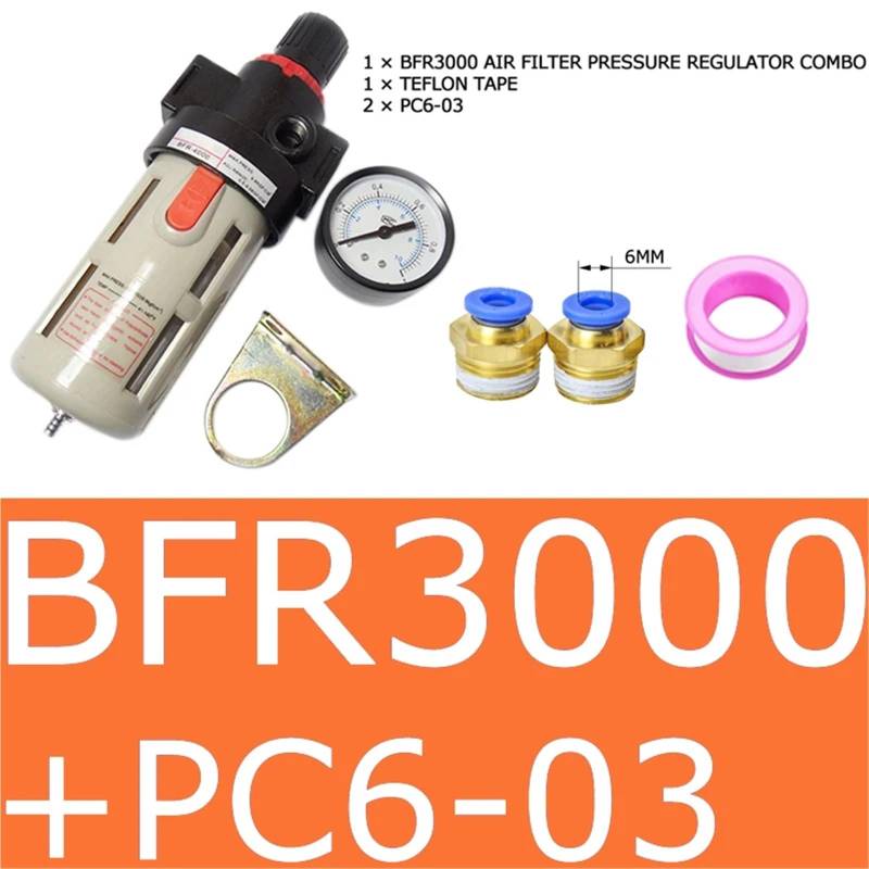 BFR2000 3000 4000 Pneumatische Behandlungseinheit Luftfilter Druckregler Kompressorfilter mit Manometer Ölabscheider(BFR3000 AND PC6-03) von OPEUSLIEV