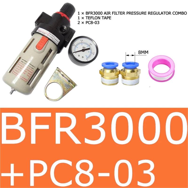 BFR2000 3000 4000 Pneumatische Behandlungseinheit Luftfilter Druckregler Kompressorfilter mit Manometer Ölabscheider(BFR3000 AND PC8-03) von OPEUSLIEV