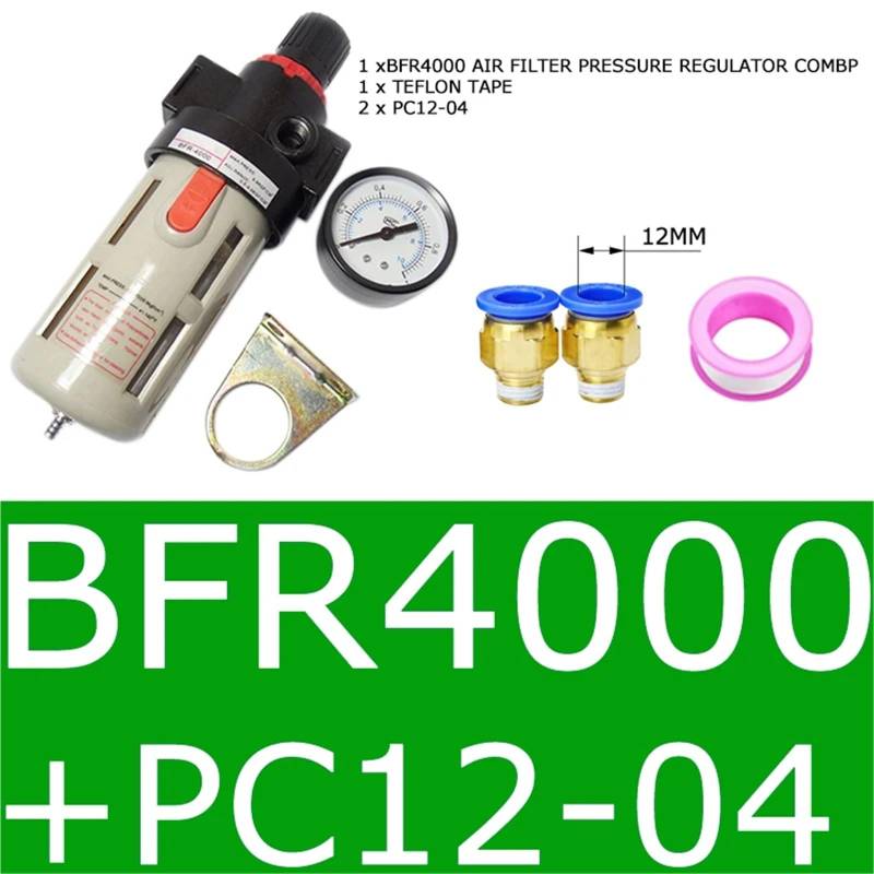 BFR2000 3000 4000 Pneumatische Behandlungseinheit Luftfilter Druckregler Kompressorfilter mit Manometer Ölabscheider(BFR4000 AND PC12-04) von OPEUSLIEV