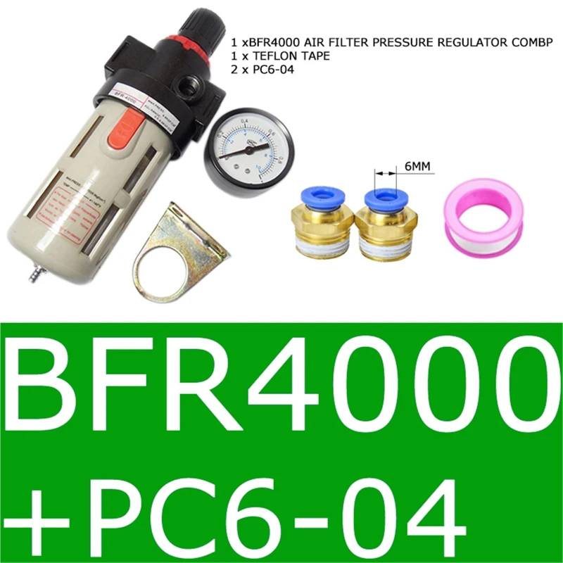 BFR2000 3000 4000 Pneumatische Behandlungseinheit Luftfilter Druckregler Kompressorfilter mit Manometer Ölabscheider(BFR4000 AND PC6-04) von OPEUSLIEV