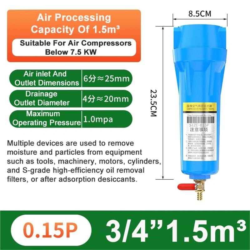 Druckluft-Präzisionsfilter Automatische Entwässerung QPS Luftkompressor Öl-Wasser-Abscheider Luftpumpe Kältetrockner(0.15P) von OPEUSLIEV