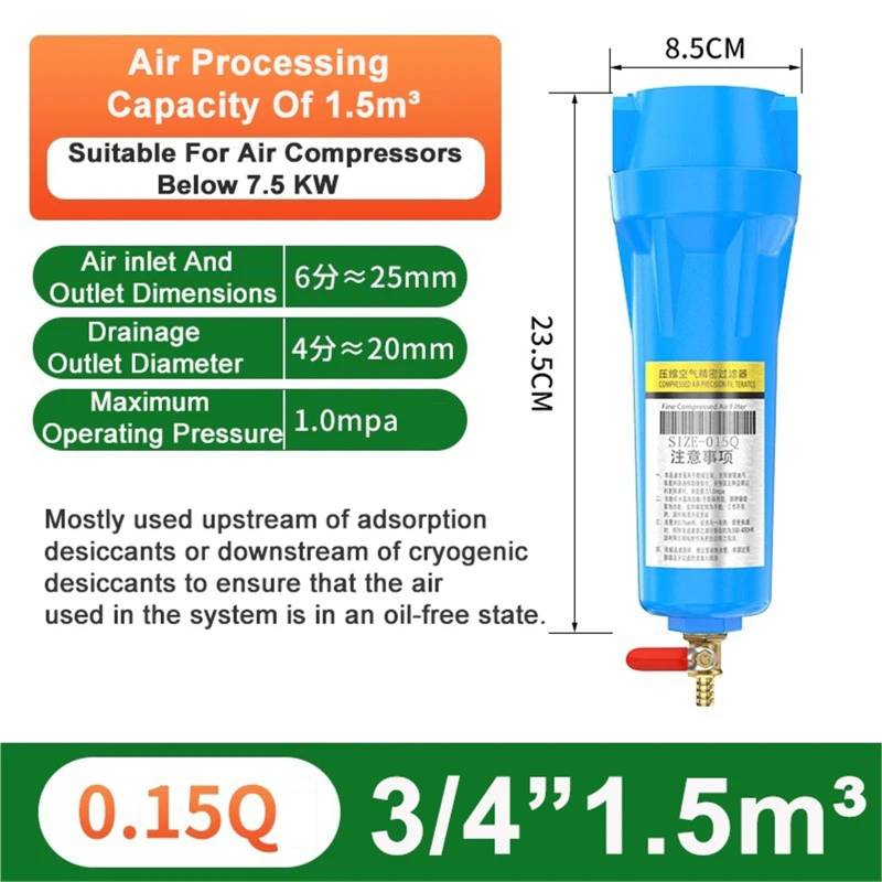 Druckluft-Präzisionsfilter Automatische Entwässerung QPS Luftkompressor Öl-Wasser-Abscheider Luftpumpe Kältetrockner(0.15Q) von OPEUSLIEV