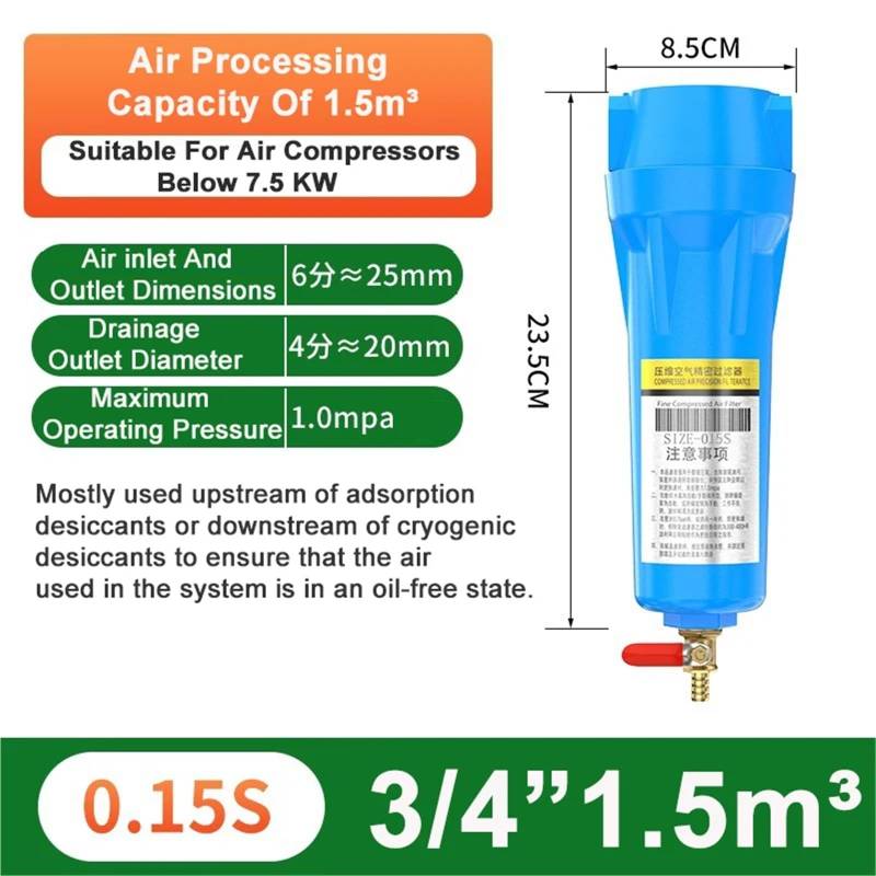 Druckluft-Präzisionsfilter Automatische Entwässerung QPS Luftkompressor Öl-Wasser-Abscheider Luftpumpe Kältetrockner(0.15S) von OPEUSLIEV