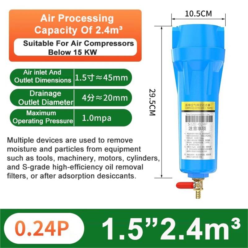 Druckluft-Präzisionsfilter Automatische Entwässerung QPS Luftkompressor Öl-Wasser-Abscheider Luftpumpe Kältetrockner(0.24P) von OPEUSLIEV