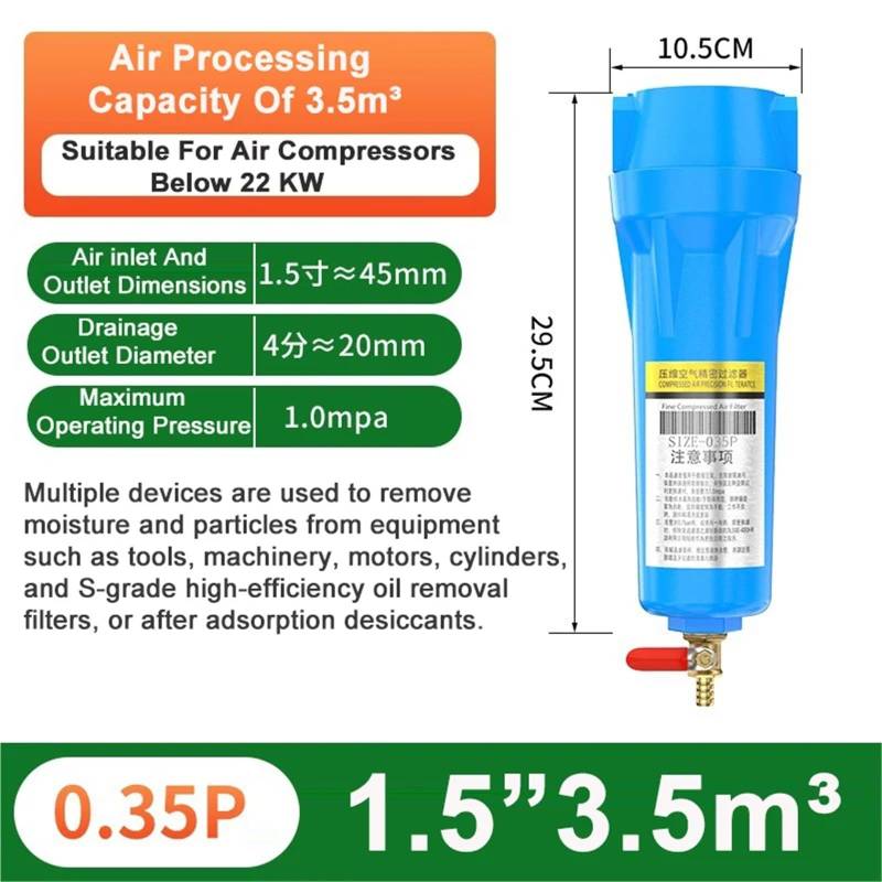 Druckluft-Präzisionsfilter Automatische Entwässerung QPS Luftkompressor Öl-Wasser-Abscheider Luftpumpe Kältetrockner(0.35P) von OPEUSLIEV