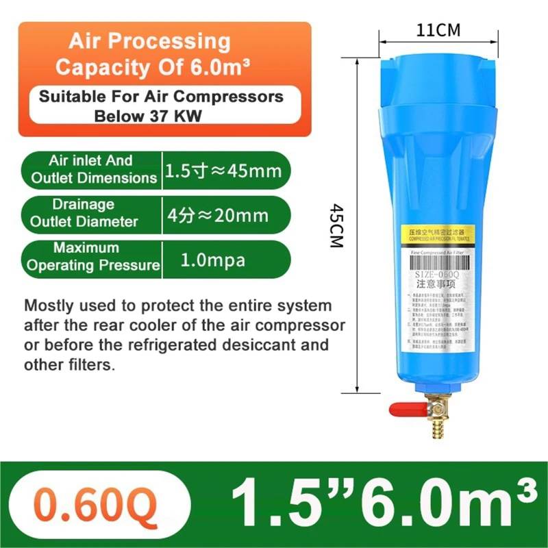 Druckluft-Präzisionsfilter Automatische Entwässerung QPS Luftkompressor Öl-Wasser-Abscheider Luftpumpe Kältetrockner(0.60Q) von OPEUSLIEV