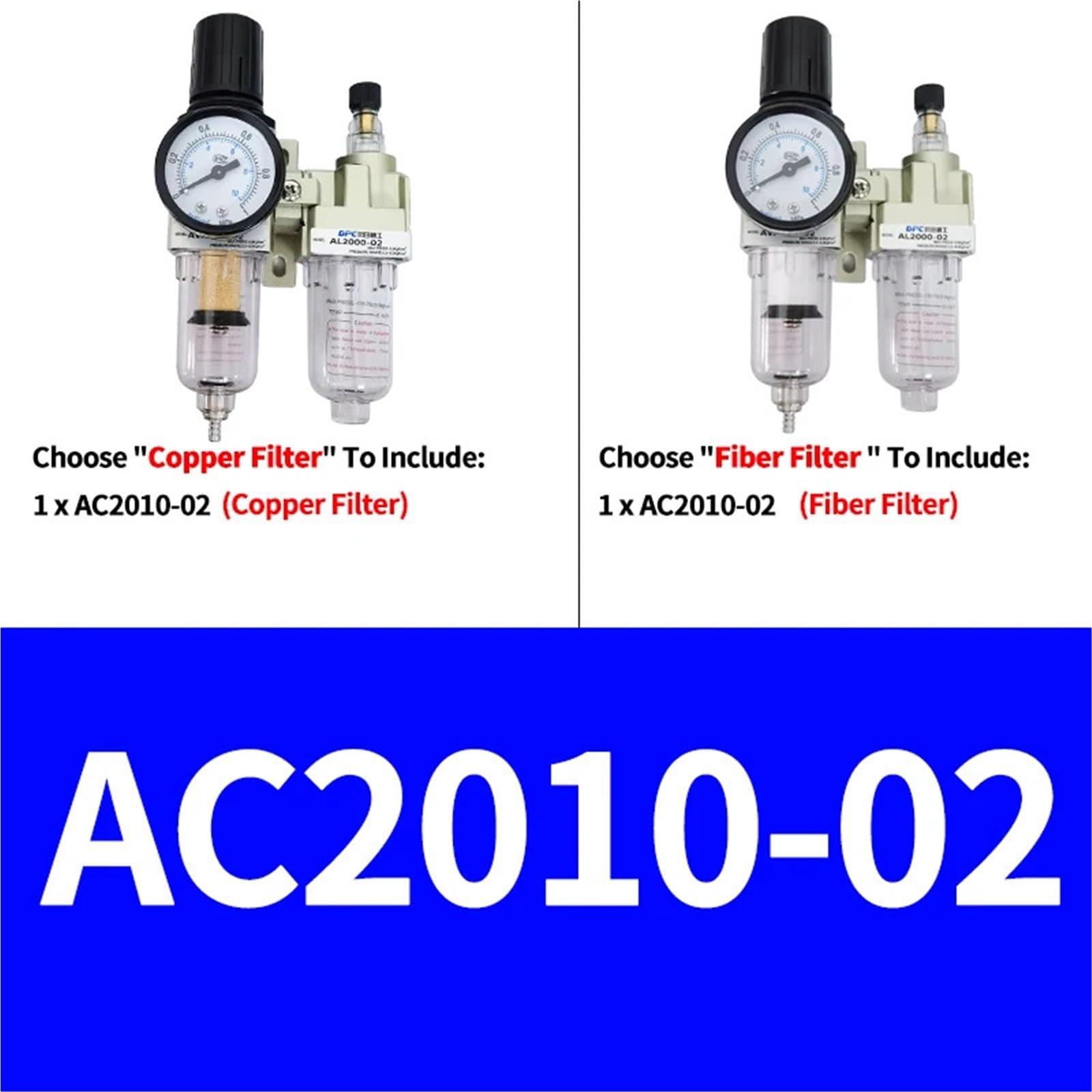 Metallischer AC2010-02 AC3010-03 AC4010-04 Pneumatischer Druckregler, Öl-Wasser-Abscheider, manuelle Entwässerung, Kompressor-Luftfilter.(Only AC2010-02,Copper Filter) von OPEUSLIEV