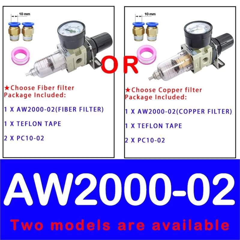 Pneumatischer Luftdruckregler AW2000-02 AW3000-03 AW4000-04 Kompressor-Luftfilterregler Ölabscheider Automatischer Abfluss(AW2000-02 PC10-02,Copper Filter) von OPEUSLIEV