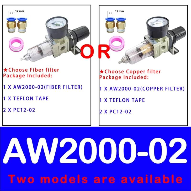 Pneumatischer Luftdruckregler AW2000-02 AW3000-03 AW4000-04 Kompressor-Luftfilterregler Ölabscheider Automatischer Abfluss(AW2000-02 PC12-02,Fiber Filter) von OPEUSLIEV