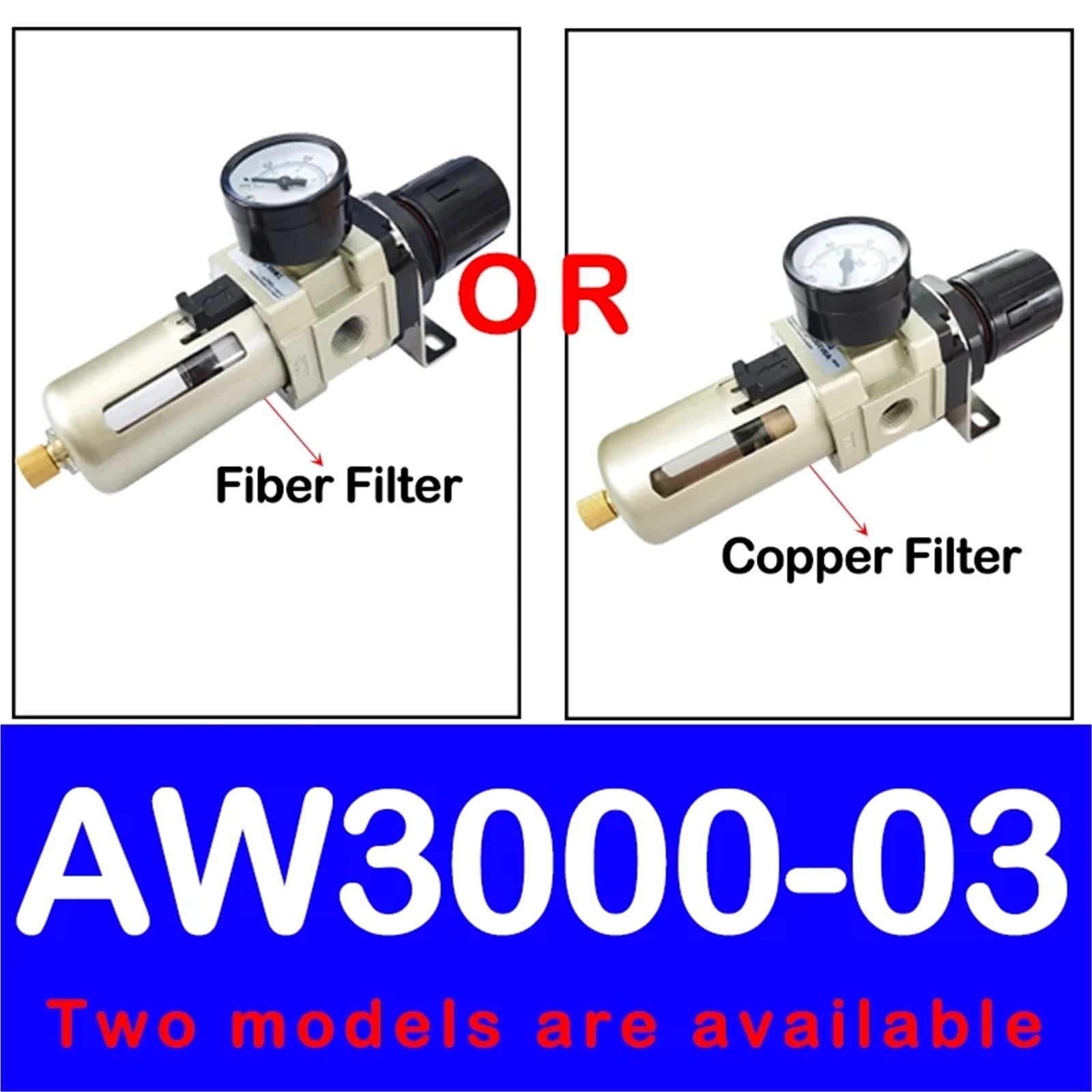 Pneumatischer Luftdruckregler AW2000-02 AW3000-03 AW4000-04 Kompressor-Luftfilterregler Ölabscheider Automatischer Abfluss(AW3000-03,Copper Filter) von OPEUSLIEV