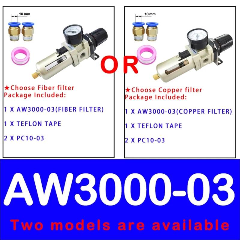 Pneumatischer Luftdruckregler AW2000-02 AW3000-03 AW4000-04 Kompressor-Luftfilterregler Ölabscheider Automatischer Abfluss(AW3000-03 PC10-03,Fiber Filter) von OPEUSLIEV
