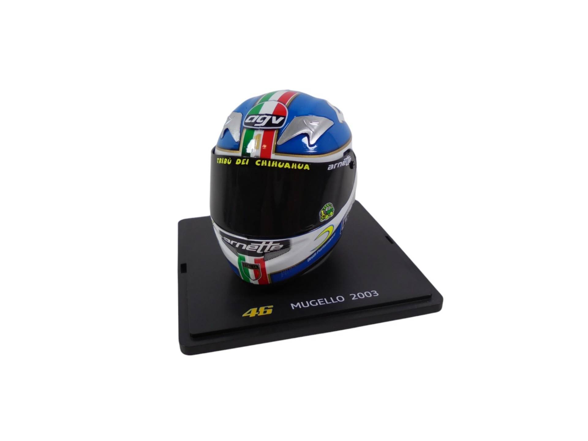 - Valentino Rossi Moto GP MUGELLO Helm im Maßstab 1:5, Saison 2003, kompatibel mit Honda RC211V – CR044 von OPO 10