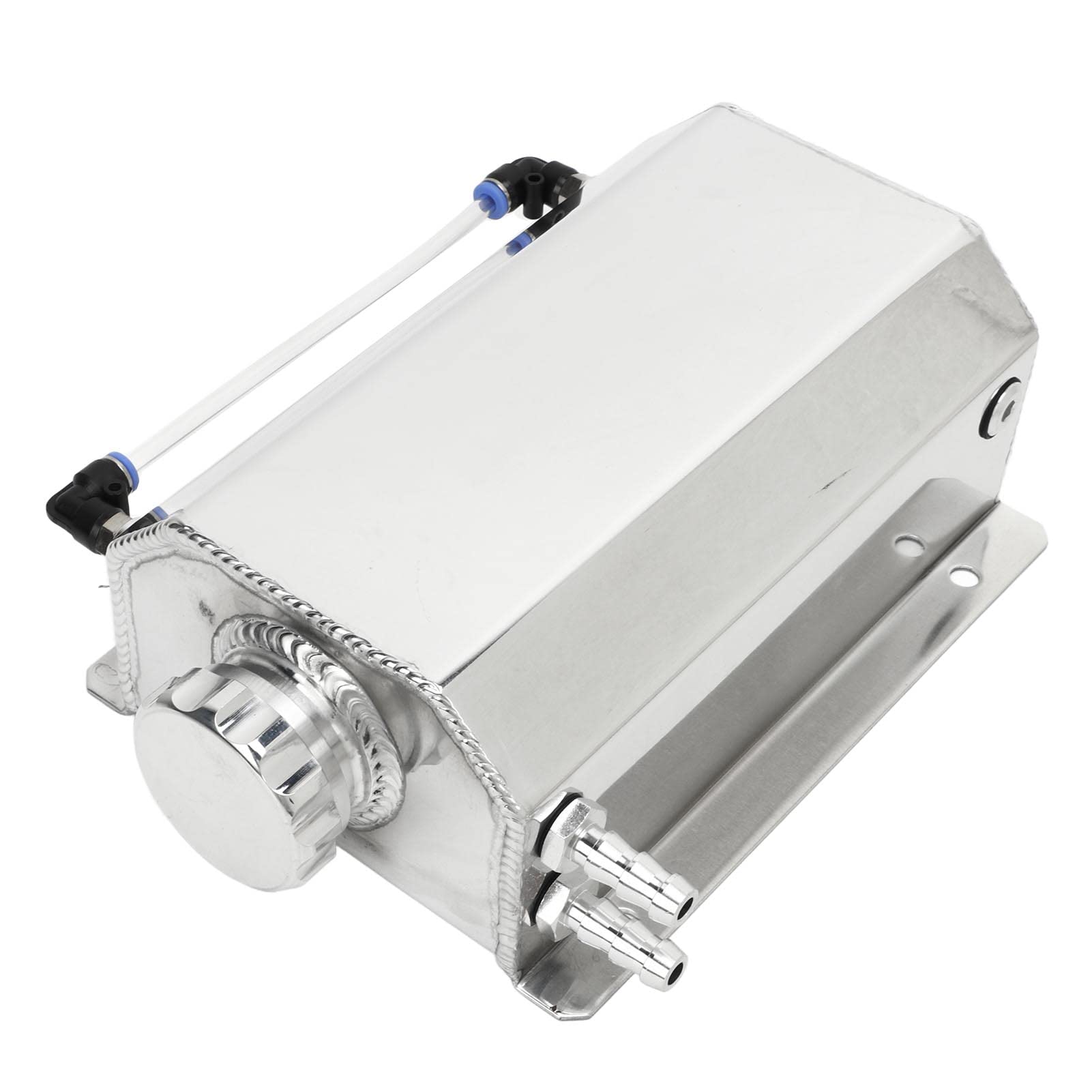 Kühlerüberlauftank, Aluminiumlegierung 2L Kapazität Universal Kühlerbehälter Können Expansionstank Kühlmittelreservoir Motor Öl Kraftstoff Gas Cath Can Can Pumse Flasche für die (SILVER) von OPPWONG