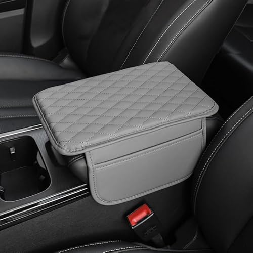 Upgraded Car Center Console Cover Microfiber Leder Auto Armlehne Abdeckung Kissen mit 2 Aufbewahrungstaschen (Grau) von OPSLEA