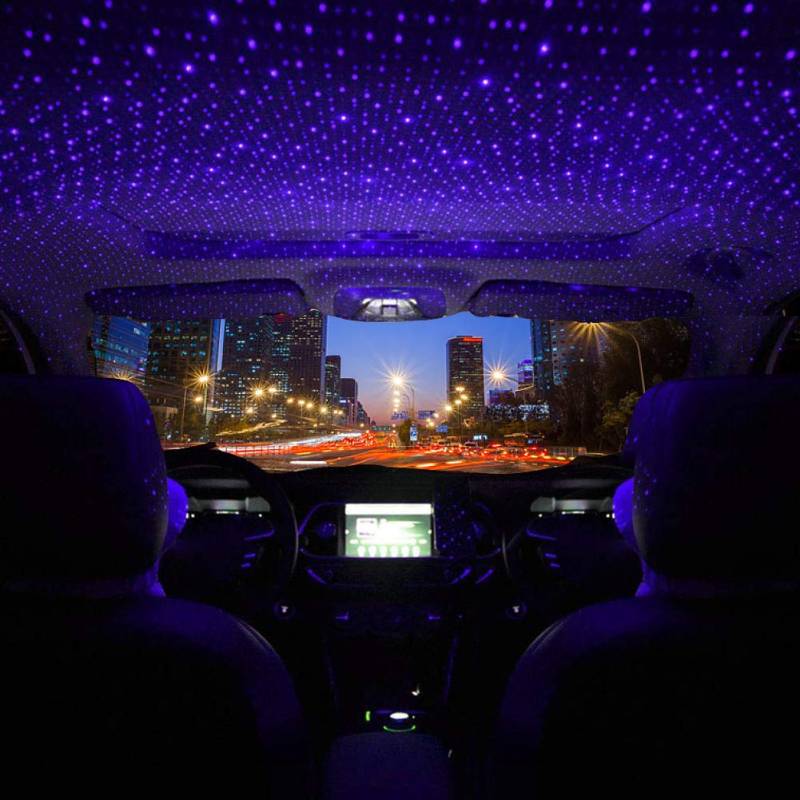 USB Atmosphäre Projektor Nachtlicht - Auto Innen LED Dekorative Lichter, Einstellbar Romantisches Dach Licht, Blau Lila Farbe von OPSLEA