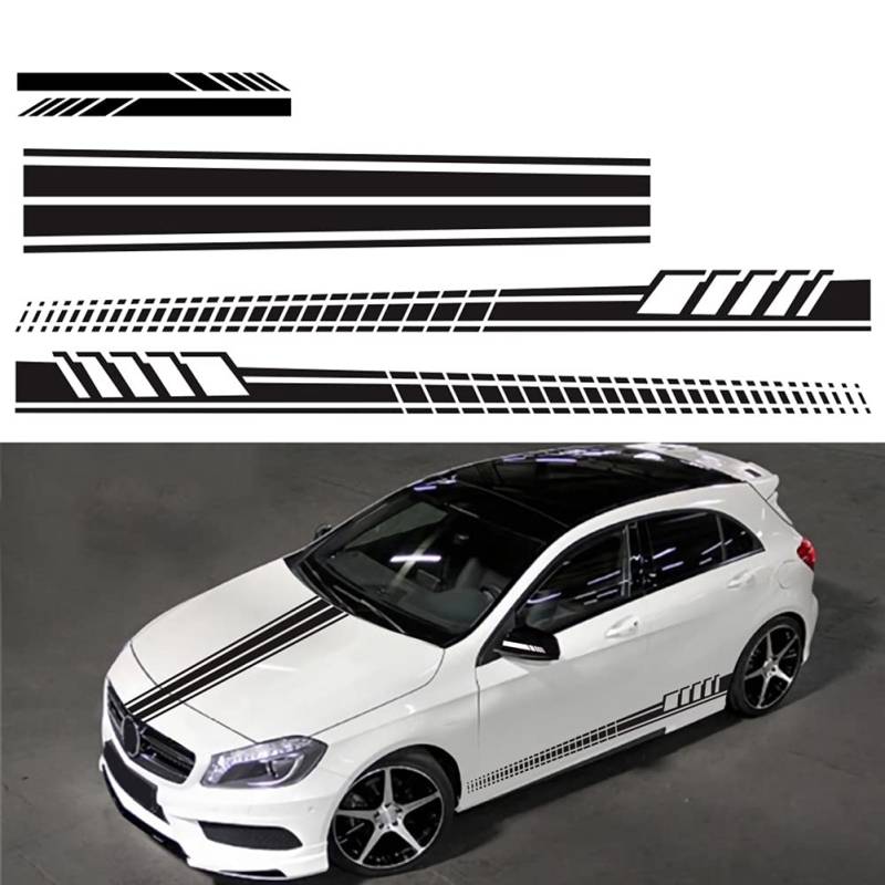 OPSLEA 5 Stück Vinyl Auto Seitenaufkleber Langer Streifen Auto Body Racing Sport Aufkleber Universal Auto LKW DIY Aufkleber Streifen Vinyl Aufkleber Dekoration (Schwarz) von OPSLEA