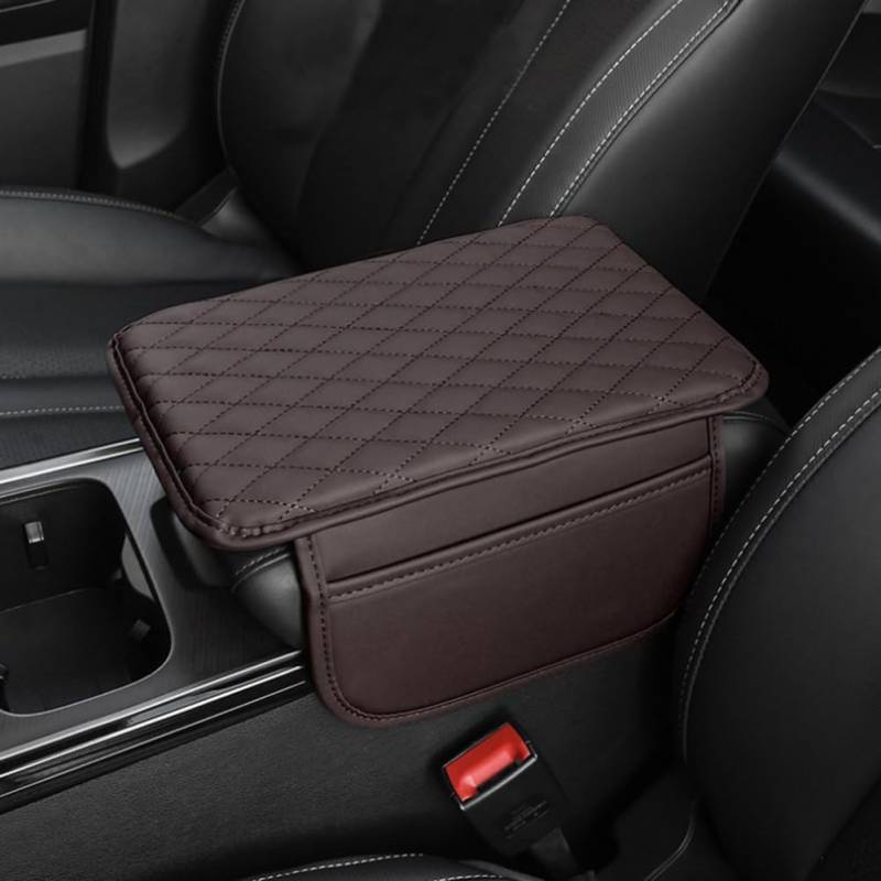 Upgraded Car Center Console Cover Microfiber Leder Auto Armlehne Abdeckung Kissen mit 2 Aufbewahrungstaschen (Braun) von OPSLEA