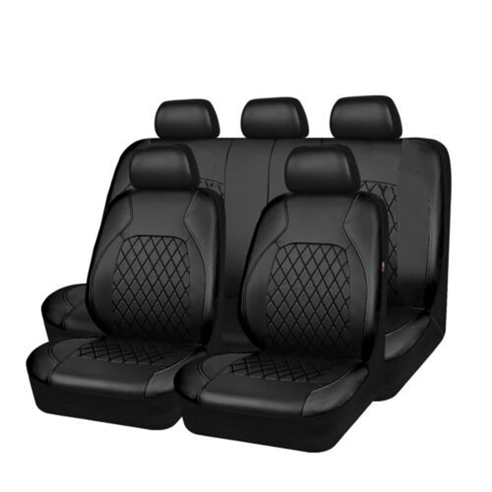 OPSOL 9 PCS Auto Sitzbezüge Set für Mustang VI Coupe 2015 2016 2017,Leder 5-Sitzer Sitzauflagen Set Voller Surround Autositz Sitzschoner,A/Black von OPSOL