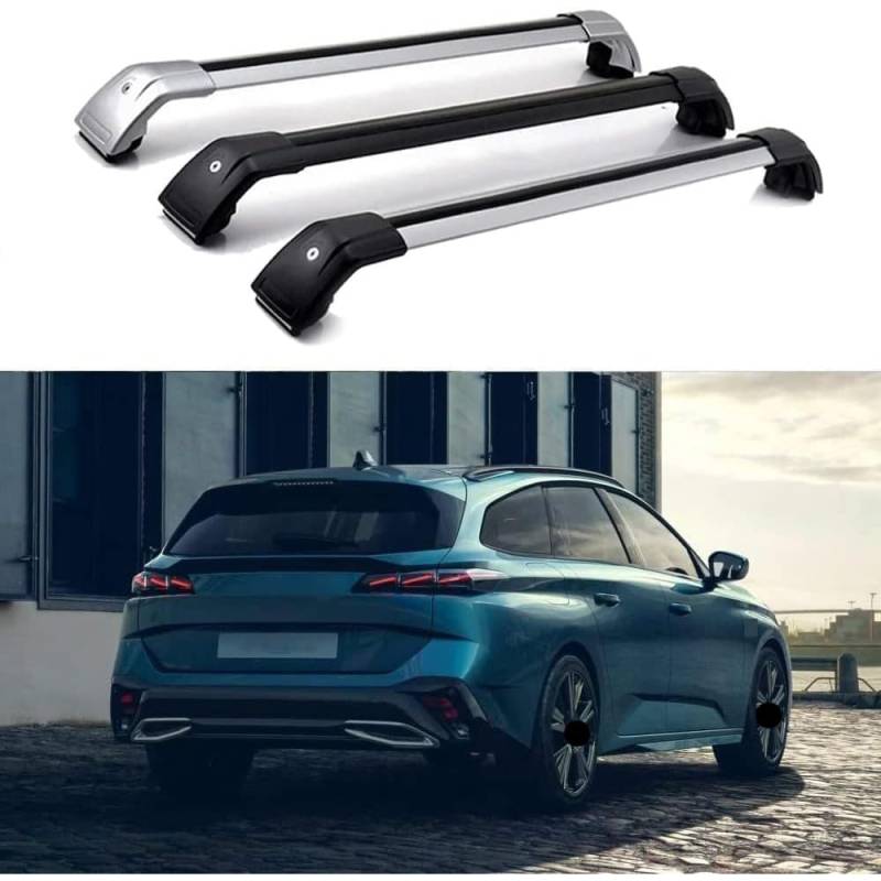 Auto Dachträger, für Peugeot 308 SW 5 Door 2021 2022 2023 Dachgepäckträger Dachreling Relingträger Diebstahlsicheres Aluminium Autoteile,Black von OPSREY