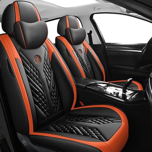 ORAWLE Auto Sitzbezüge Universal Full Set Zubehör für Citroen C1 Airsport / C2 / C3 / C3 Aircross / C3 Picasso/AirCross / C3 Pluriel / C4 Autozubehör: schwarz orange von ORAWLE
