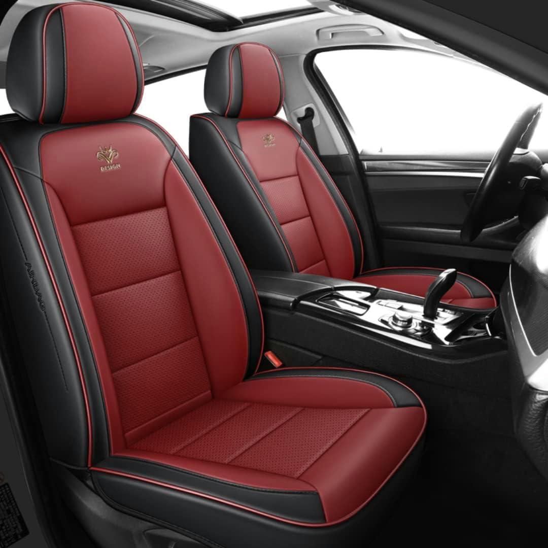 ORAWLE Sitzbezüge Auto Autositzbezüge Universal Set für Audi A4 A3 A6 Q3 Q5 Q7 A1 A5 A7 A8 TT R8 Auto Zubehör: Schwarz Rot von ORAWLE