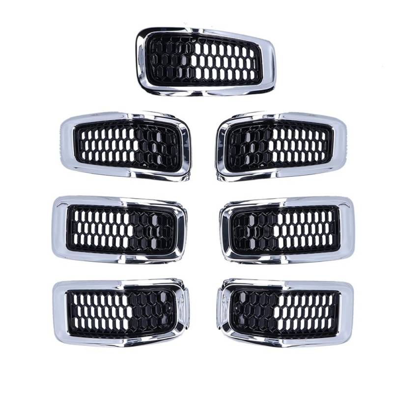 Autoersatz Grilleinsätze 7Pcs Auto Front Grill Einsatz Grille Netz Abdeckung Trim Aufkleber Ersatz Auto Zubehör Für Cherokee 2014-2018 Kühlergrill Doppelsteg von ORBANA