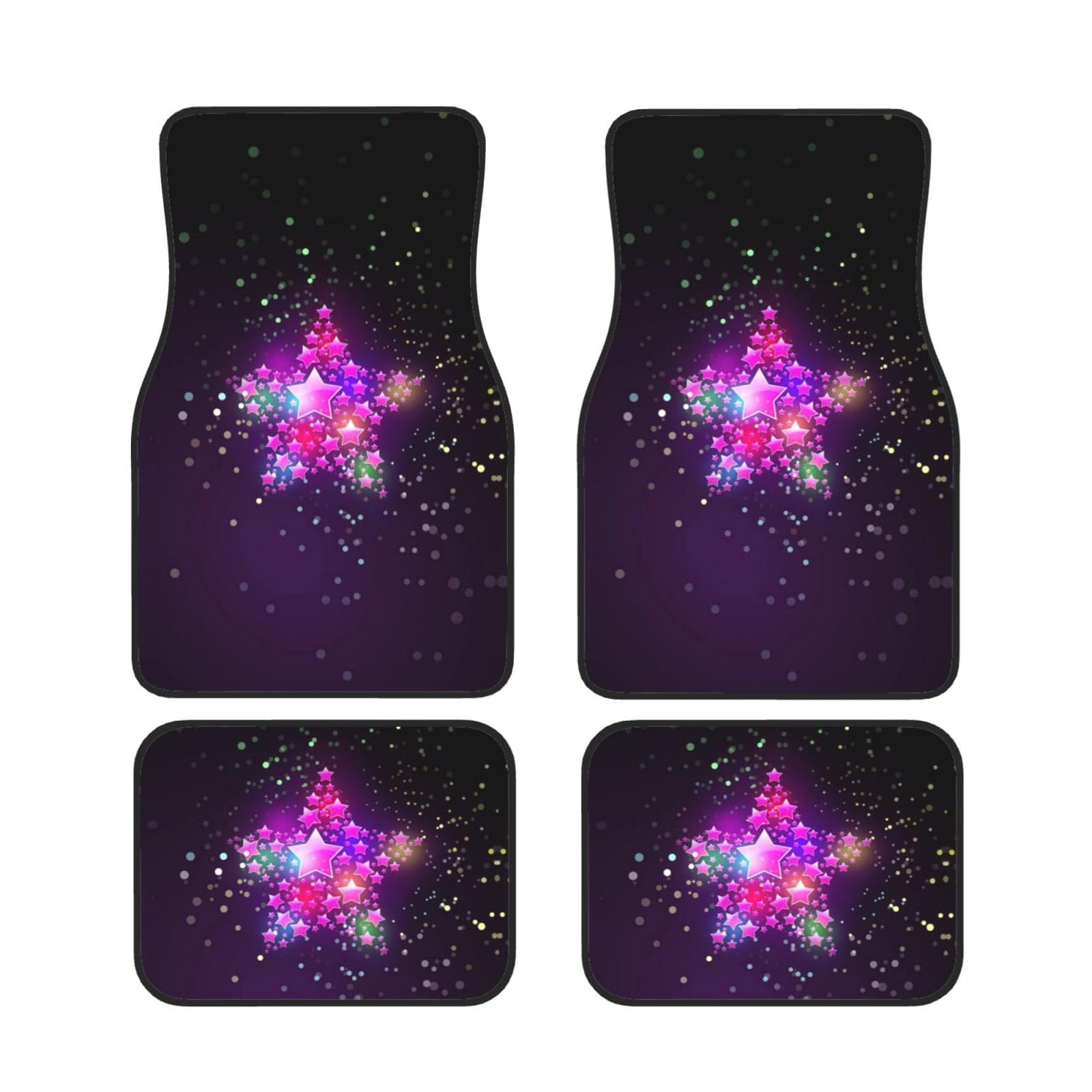 Auto-Fußmatte mit farbigen Sternen, 4 Stück, universal, für vorne und hinten, Autoteppich, Bodenmatte, Auto-Zubehör, Dekoration von ORBIBA