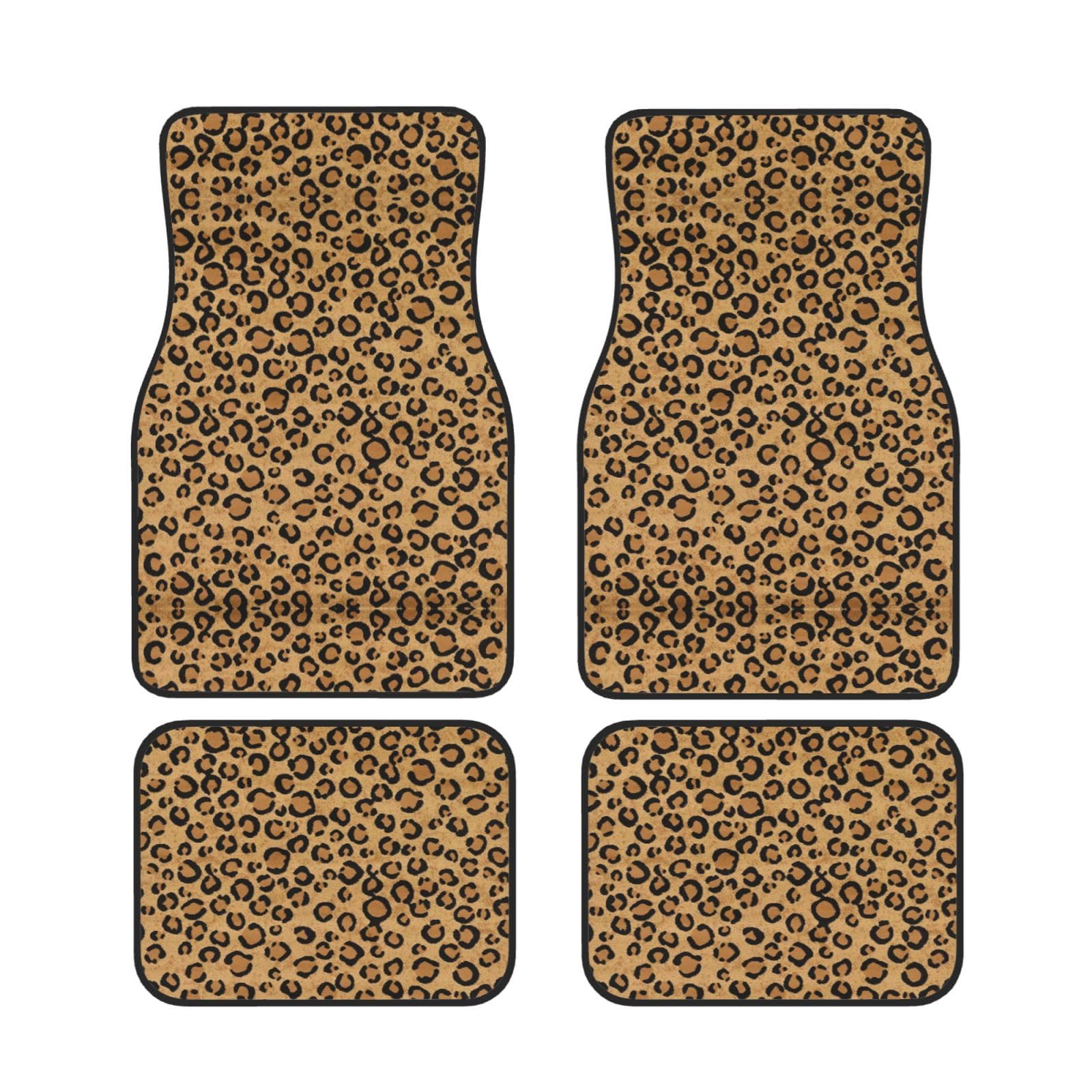 Auto-Fußmatte mit wildem Leopardenmuster, 4 Stück, universal, für vorne und hinten, Auto-Zubehör, Dekoration von ORBIBA